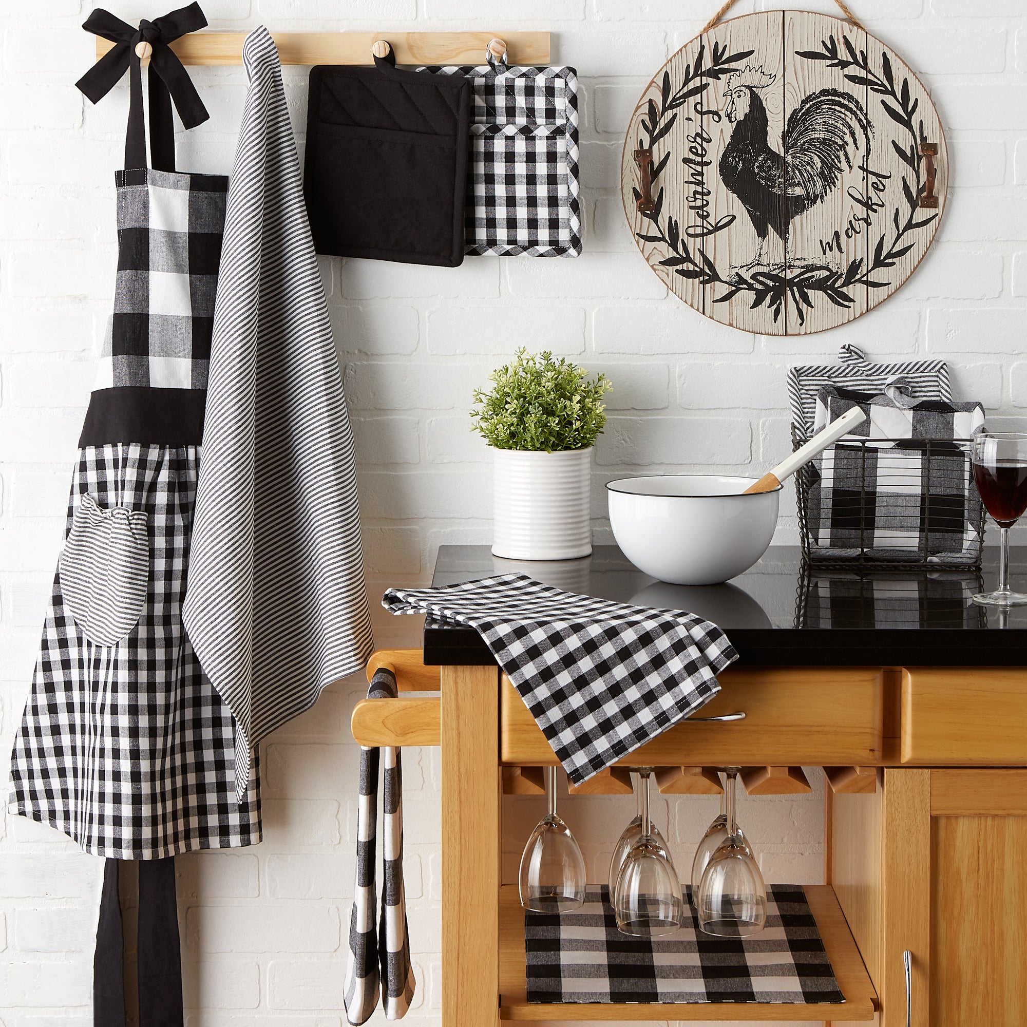 DII Black/White Dishtowel Set