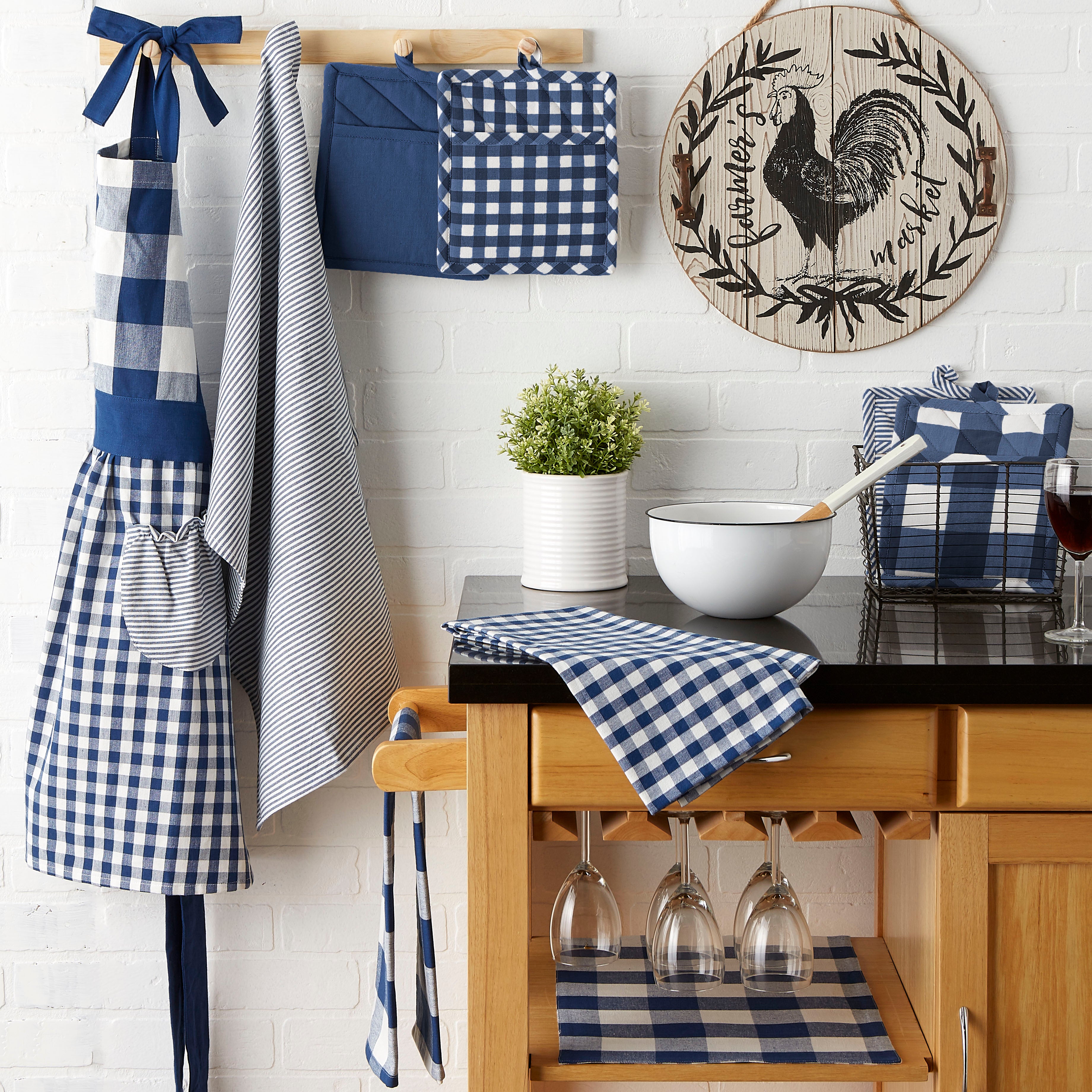 DII Navy/Off White Dishtowel Set