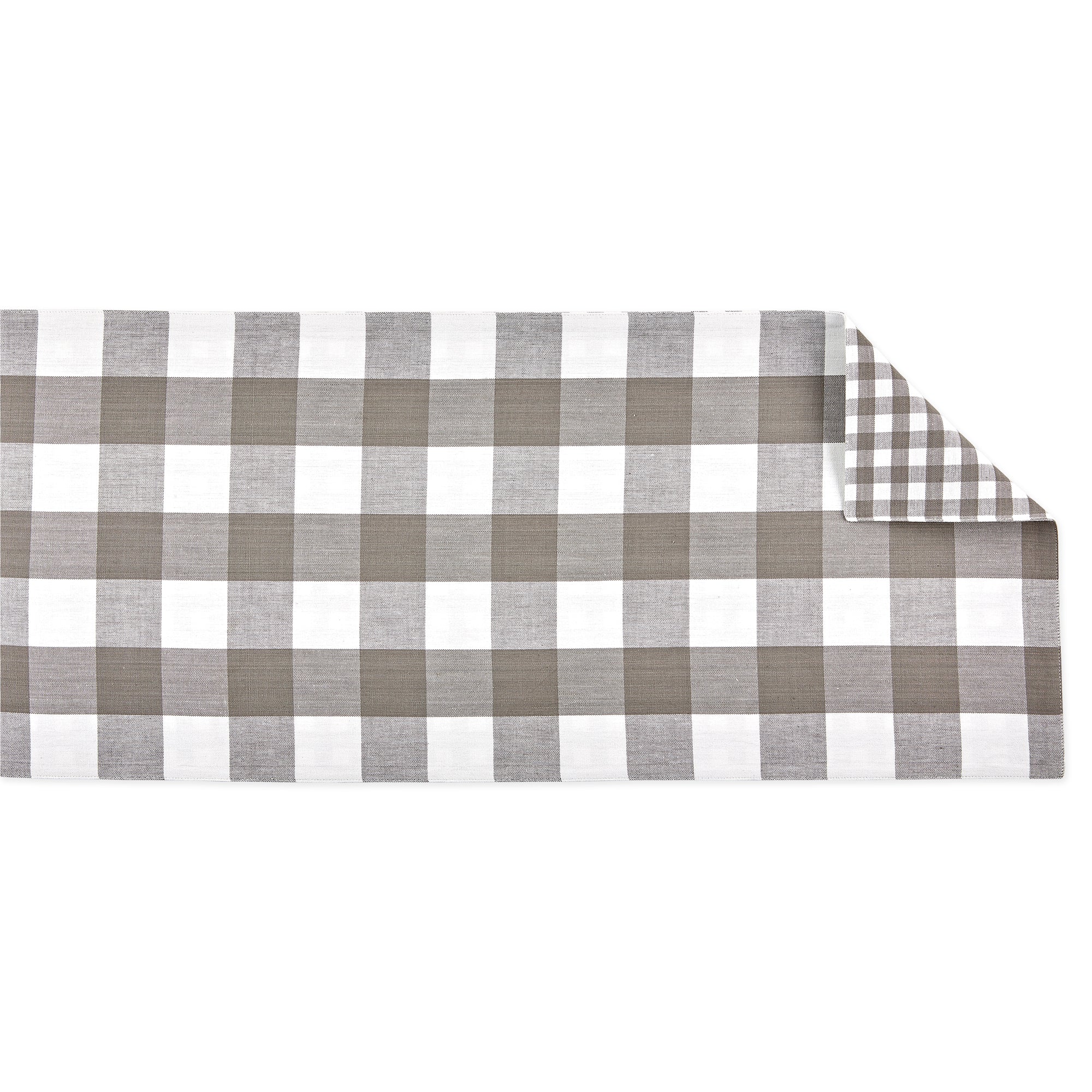 DII Gray/White Reversible Gingham/Buffalo Check Table Runner 14x72