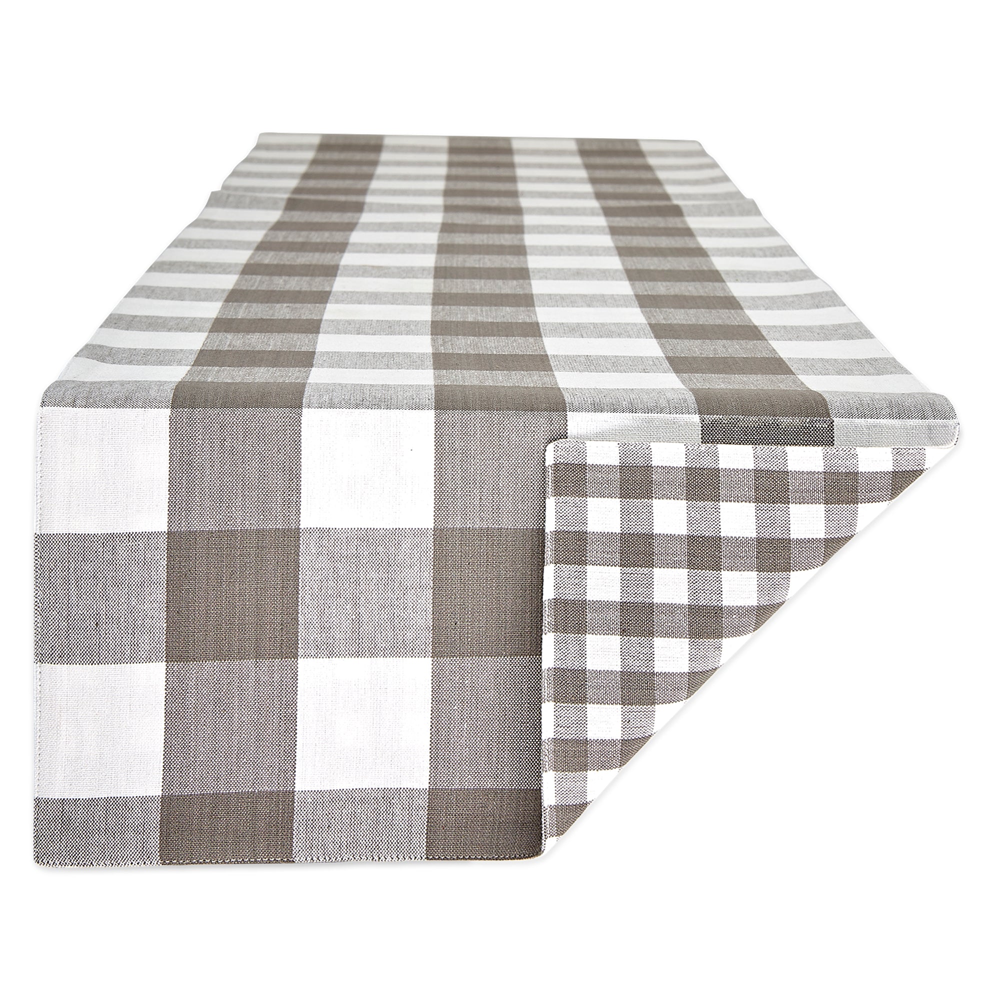 Dii Gray/White Reversible Gingham/Buffalo Check Table Runner 14X108