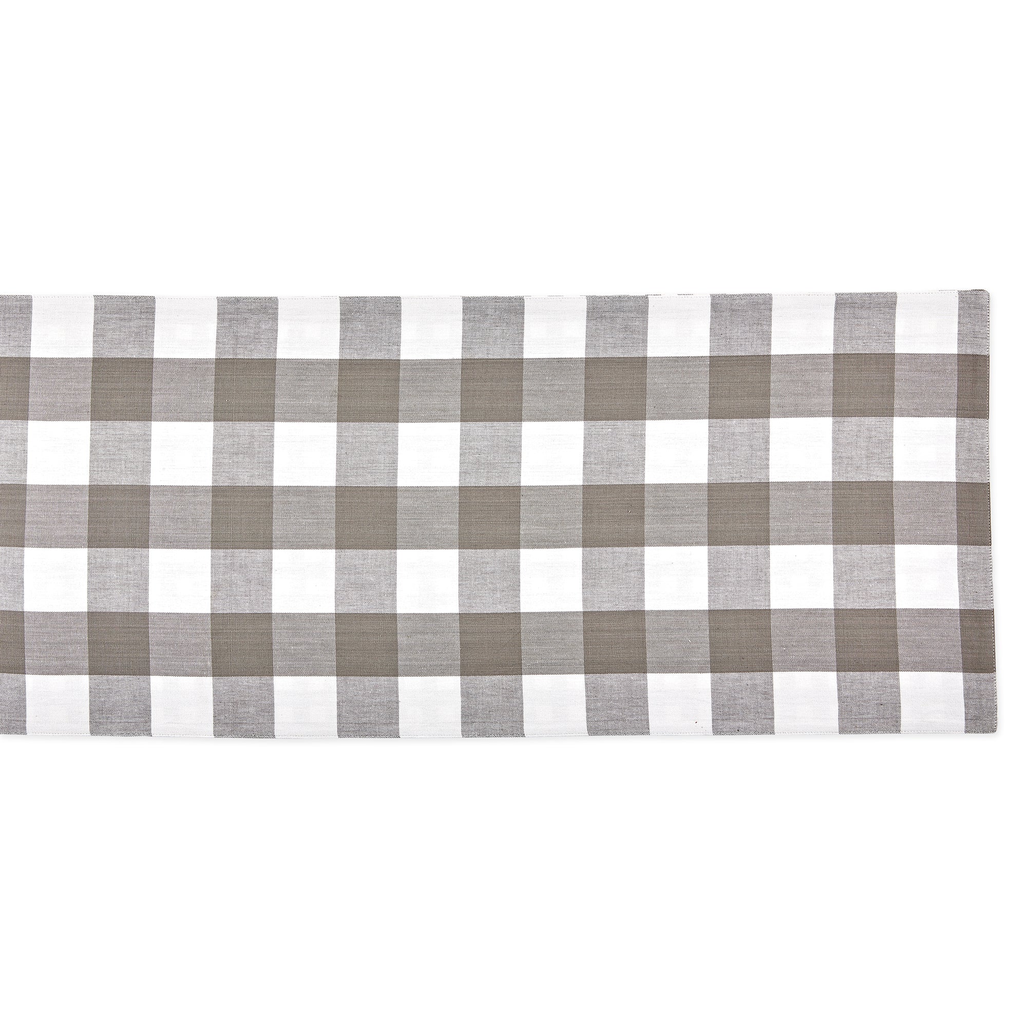 DII Gray/White Reversible Gingham/Buffalo Check Table Runner 14x108