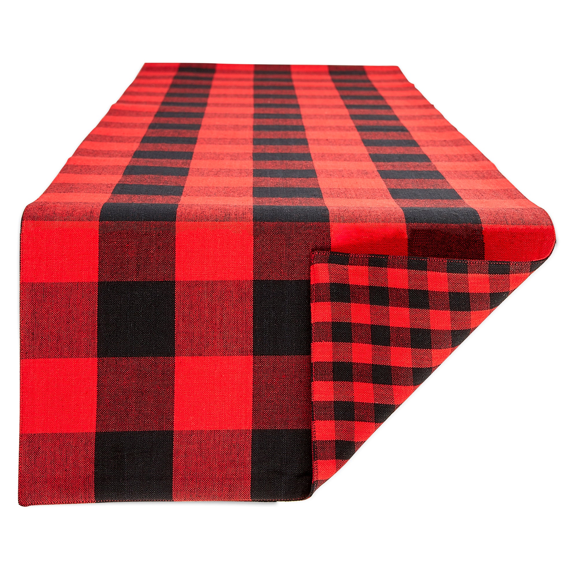 Dii Red/Black Reversible Gingham/Buffalo Check Table Runner 14X72