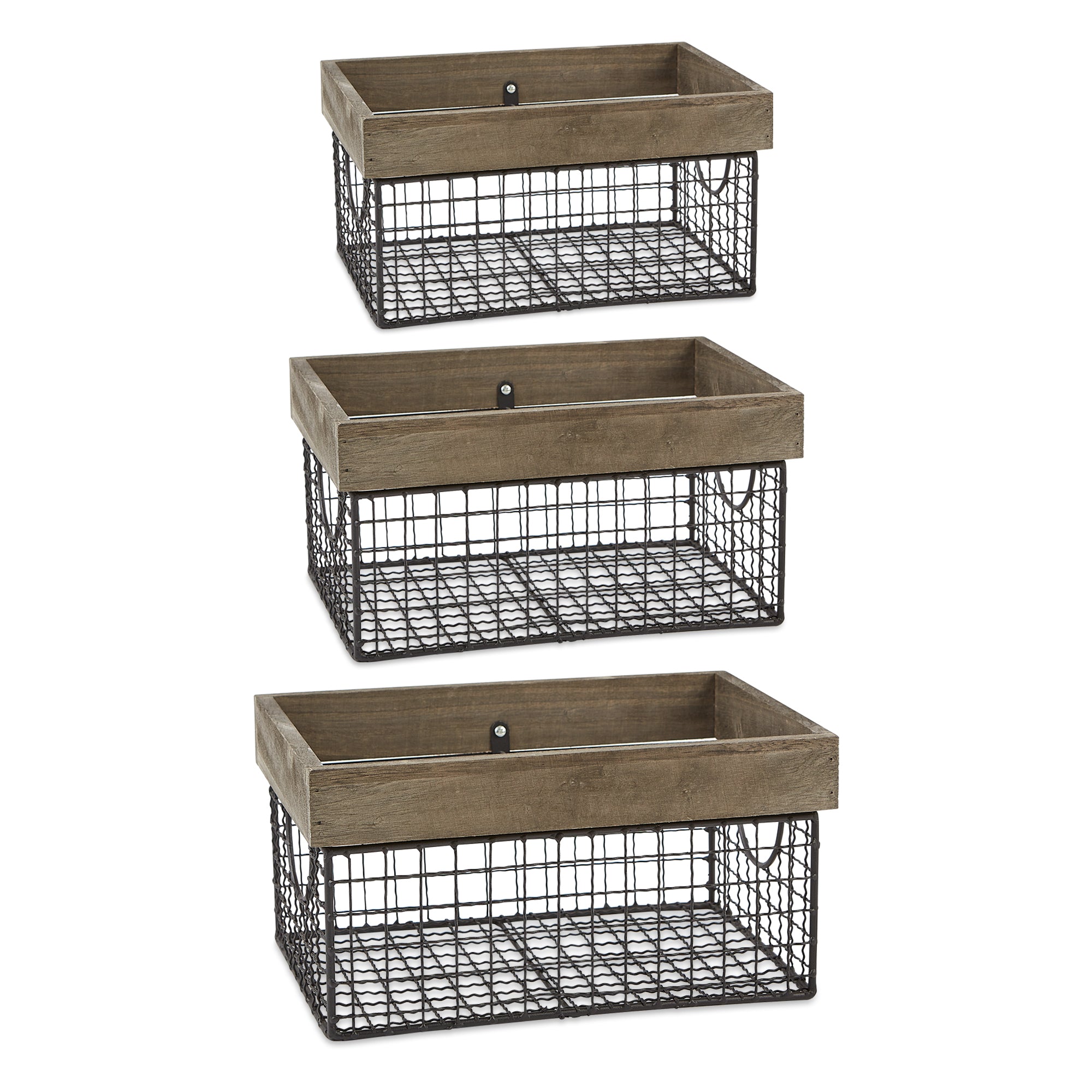 Dii Asst Antique Silver Finish Farmhouse Basket (Set Of 3)