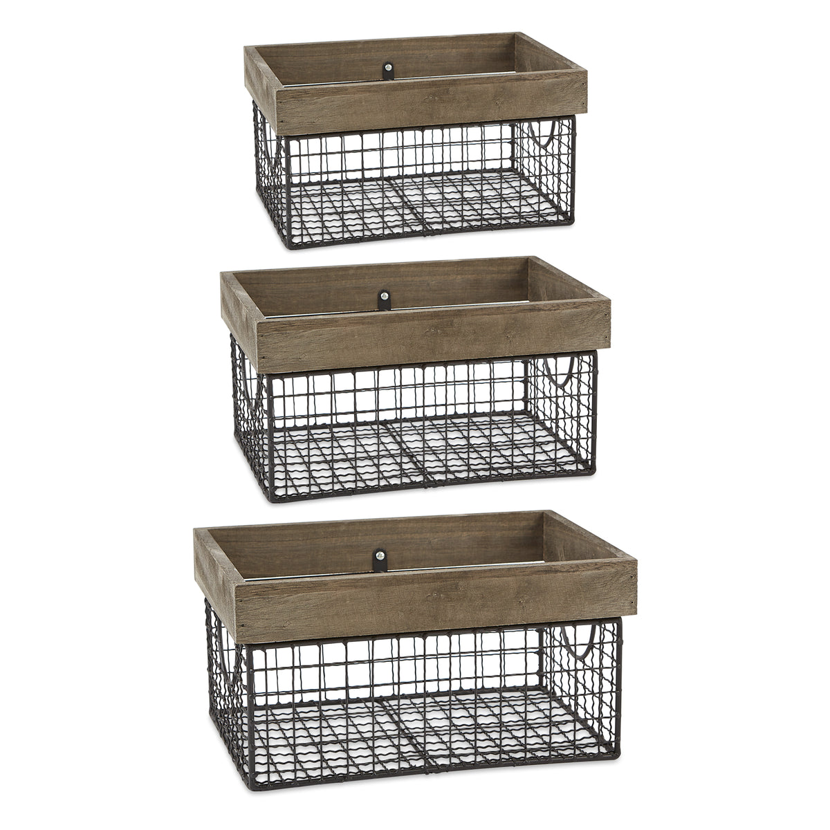 Dii Asst Antique Silver Finish Farmhouse Basket (Set Of 3)