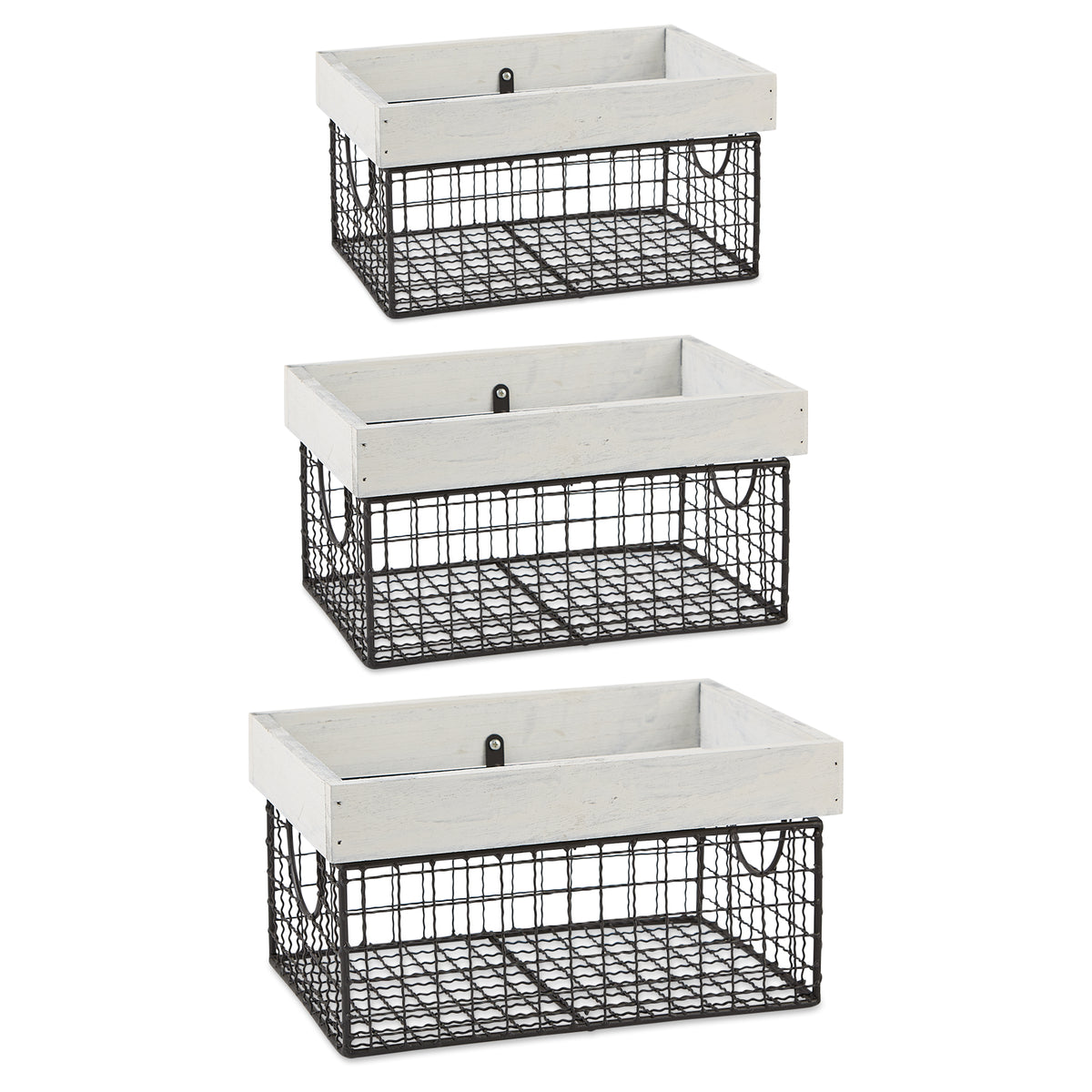 Dii Asst Antique White Finish Farmhouse Basket (Set Of 3)