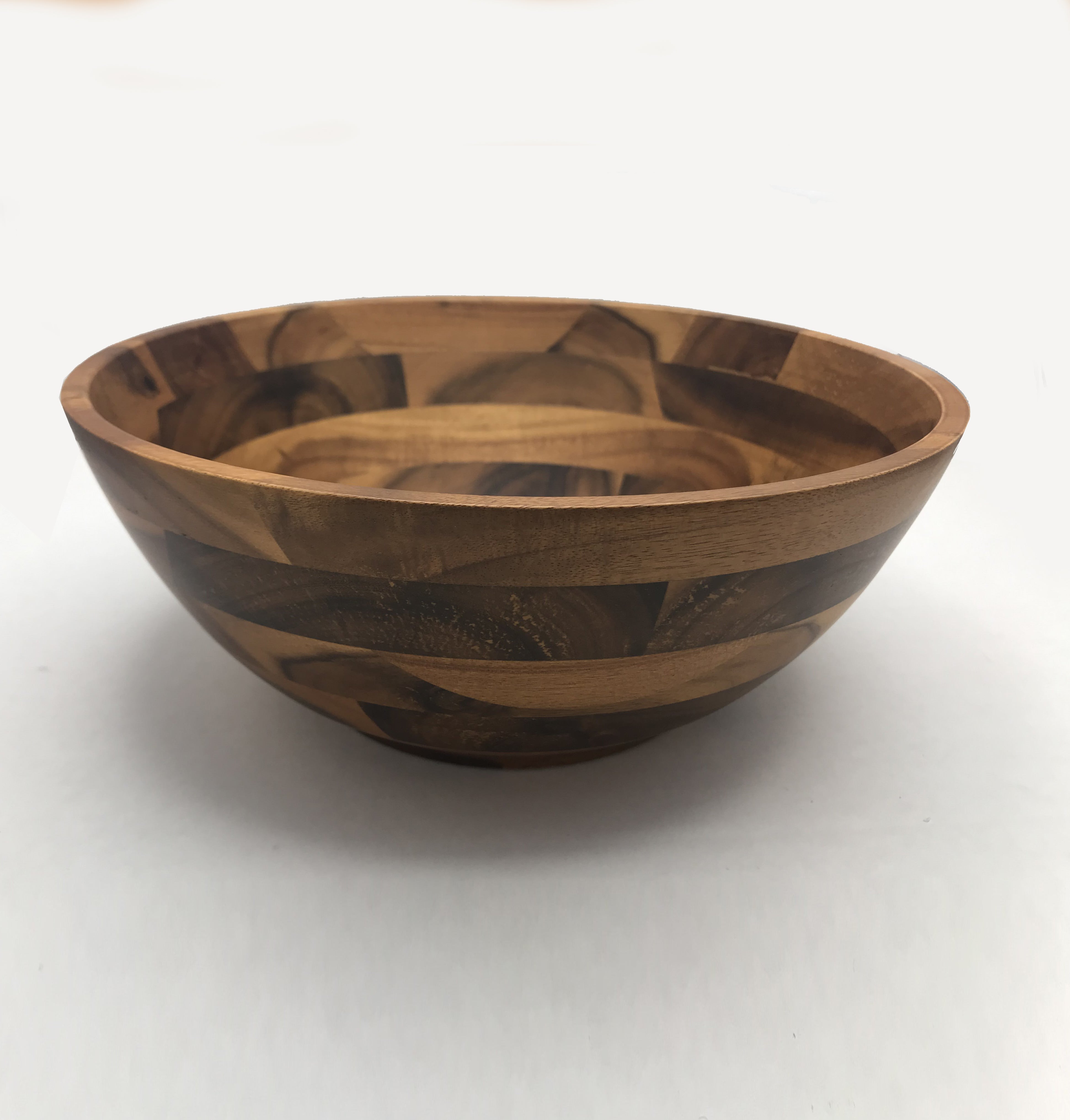 Zavis Green Acacia Wood Round Salad Bowl 10"  | Dishwasher Safe