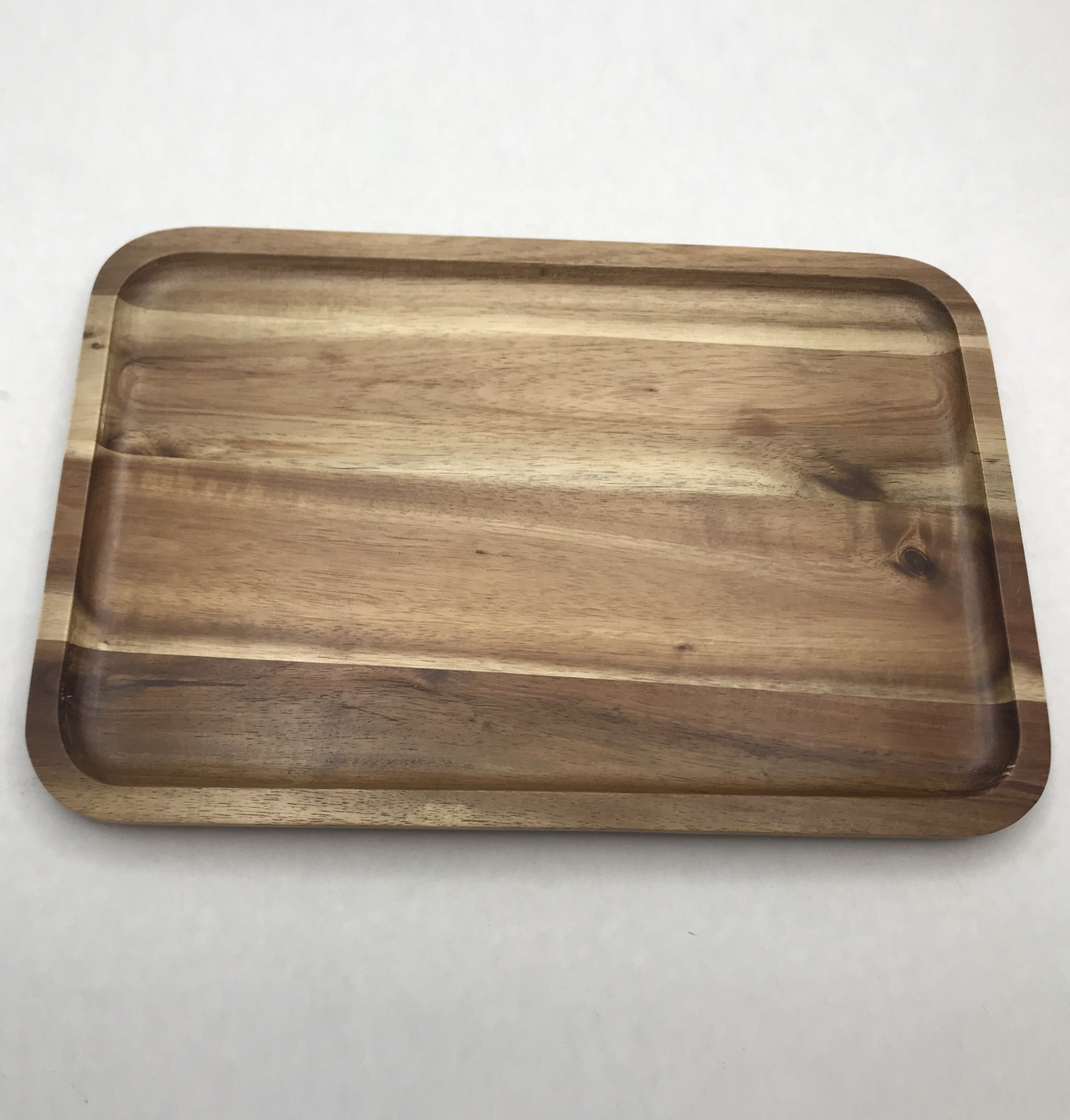 [ Set of 3 ] Zavis Green Acacia Wood Serving rectangle Stackable Tray / Dish 12" X 8" | Dishwasher Safe