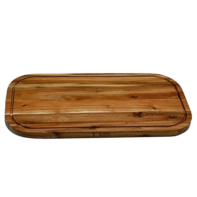 [ Set of 3 ] Zavis Green Acacia Wood Serving Rounded Cutting Board With Juice Groove 20" X 11" | Dishwasher Safe