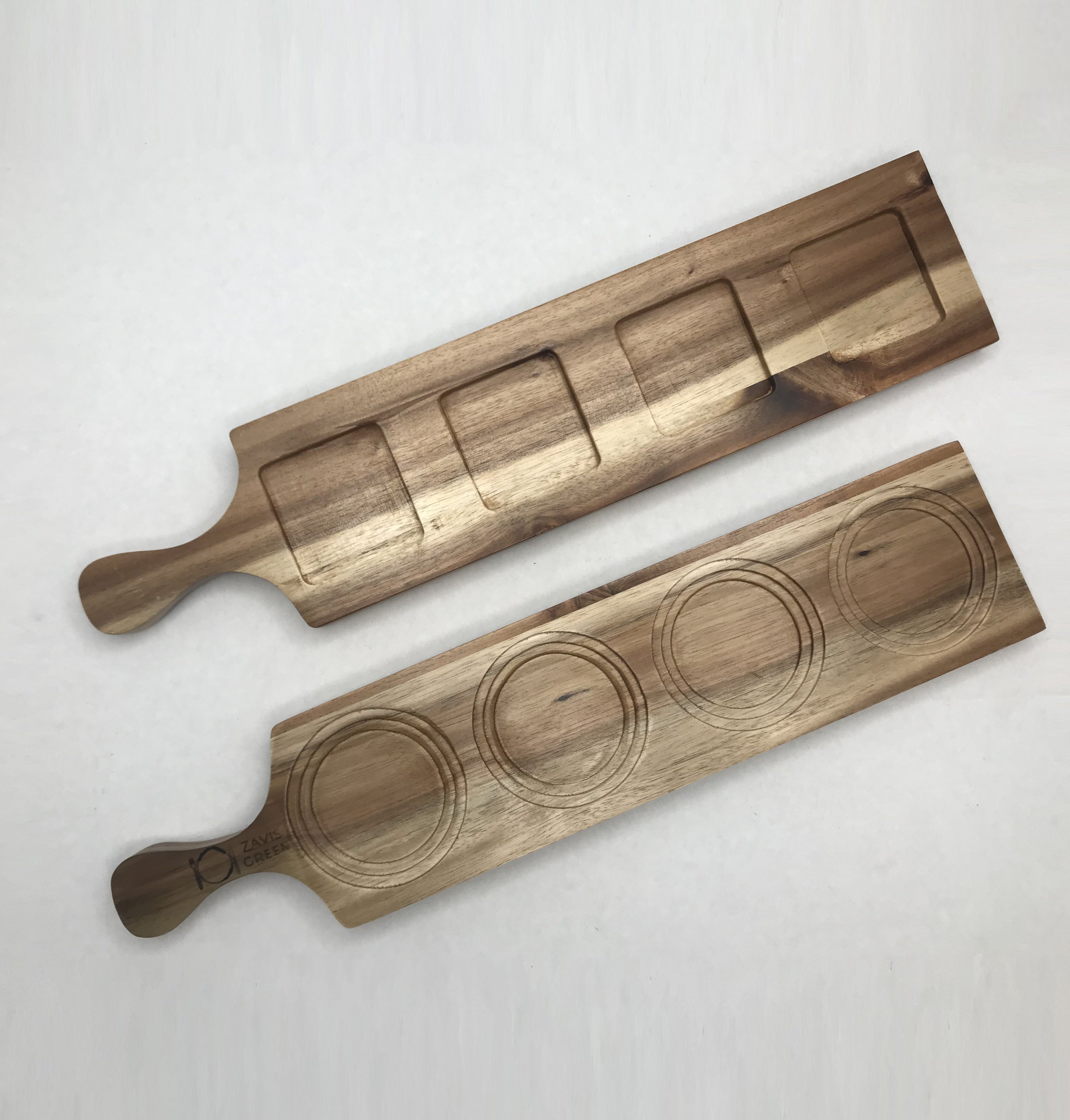 Zavis Green Acacia Wood 4 Hole Double sided Flight Board 17.5" | Dishwasher Safe