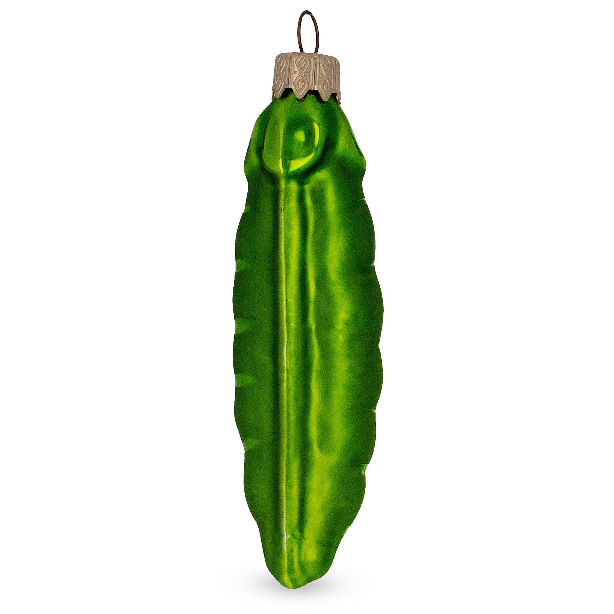 Green Pea Pod Glass Christmas Ornament