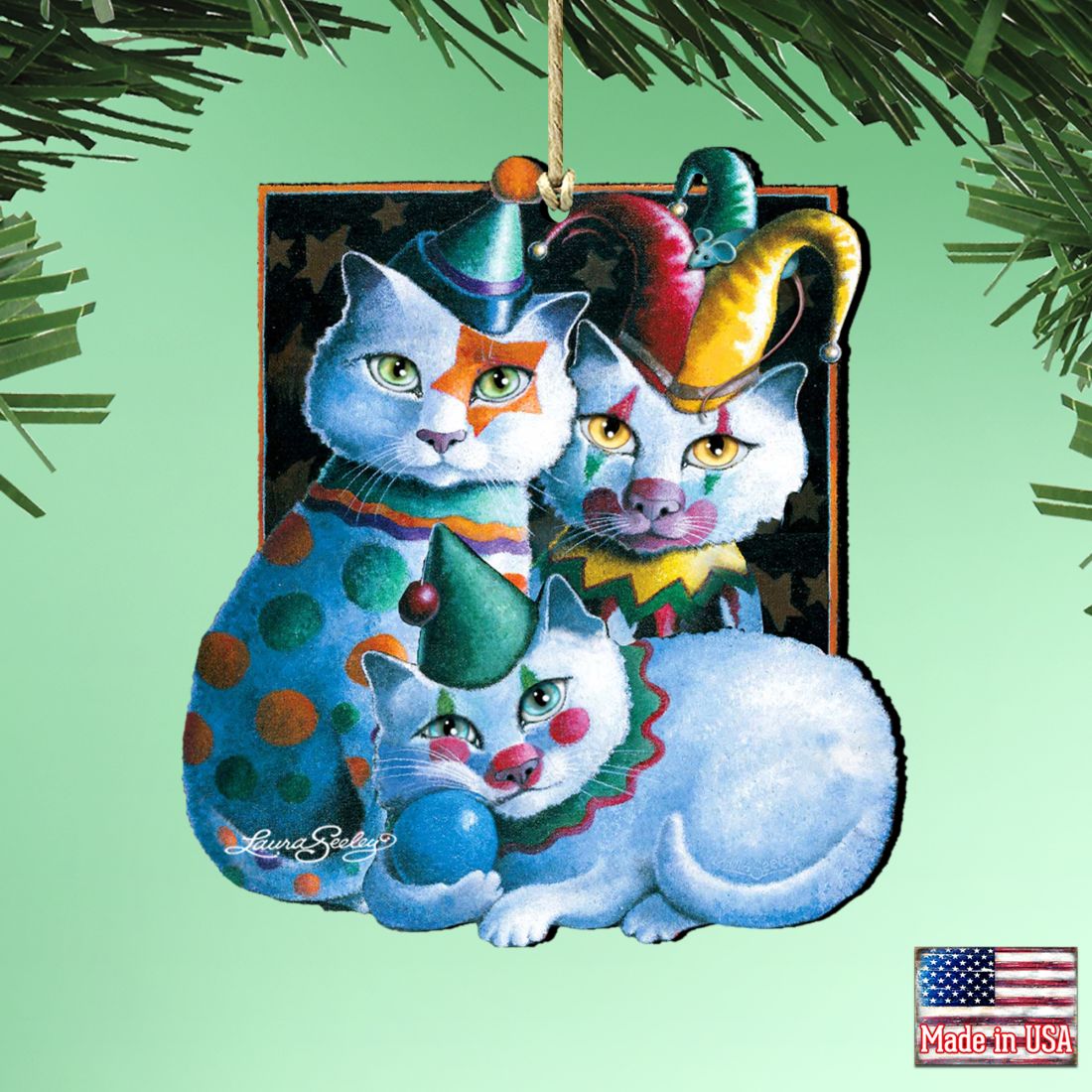 Performers Cat Wooden Ornaments by Laura Seeley - Pets Dog and Cats Decor - 8512067-LS