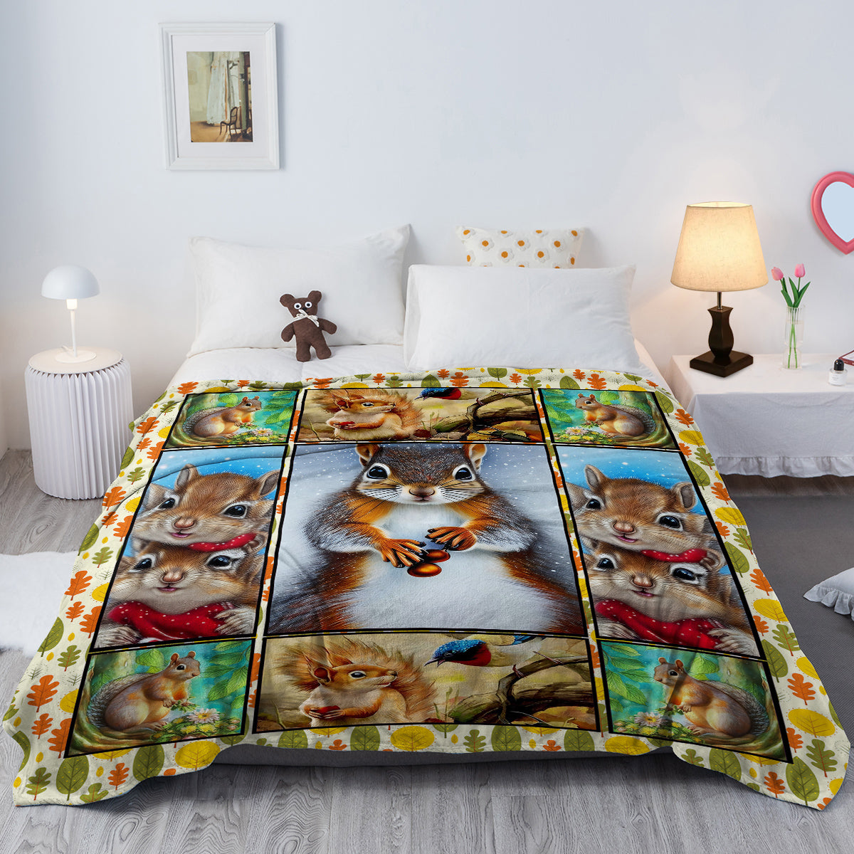 1pc Cute Cartoon Squirrel Printed Blanket, Soft And Skin Friendly Casual Blanket, Cover Blanket, Multi Scene Warm Decorative Blanket, Suitable For All Seasons