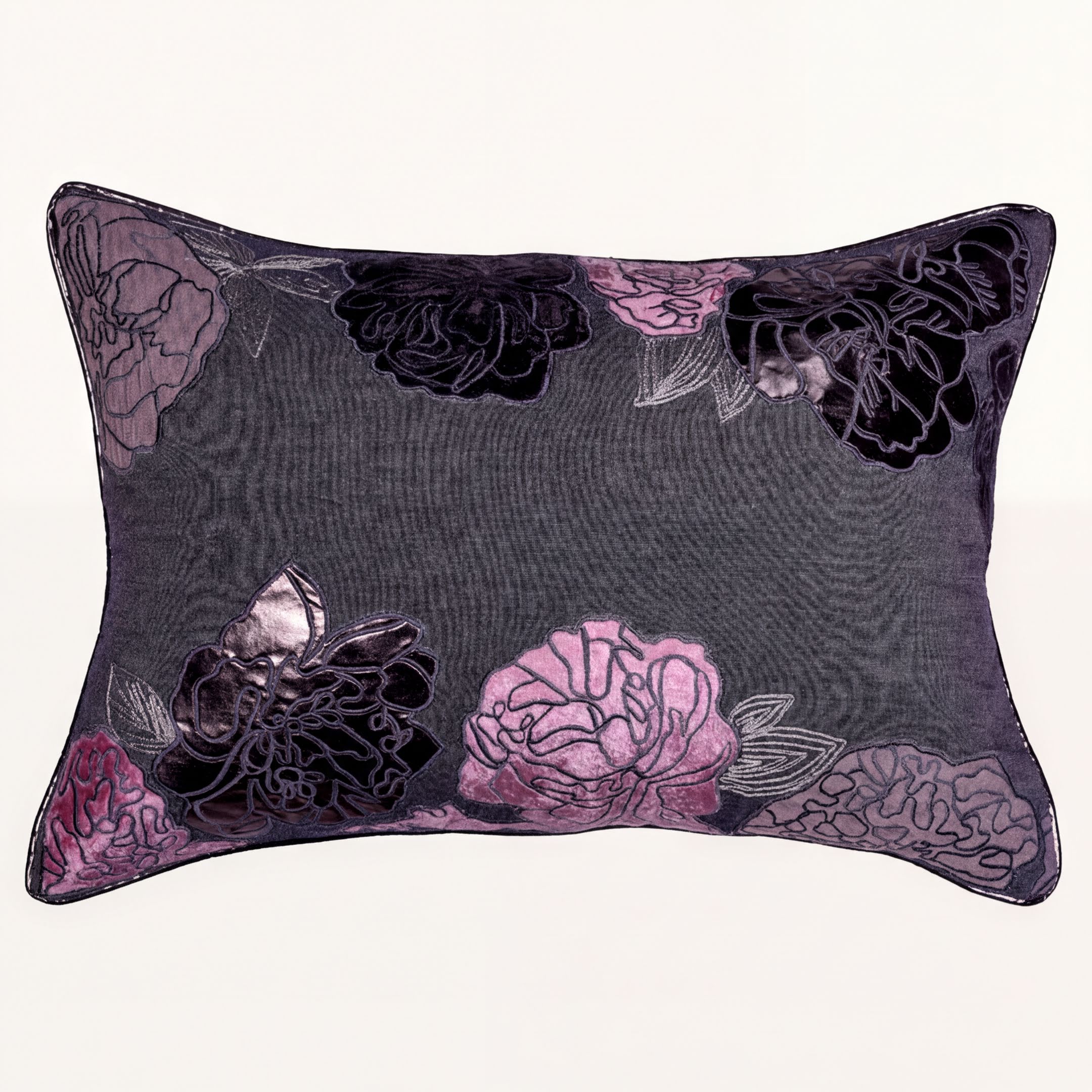 Gray Throw Pillow Covers - Set of 2 or 4 Embroidered Cushion Covers 14 x 20 Inches