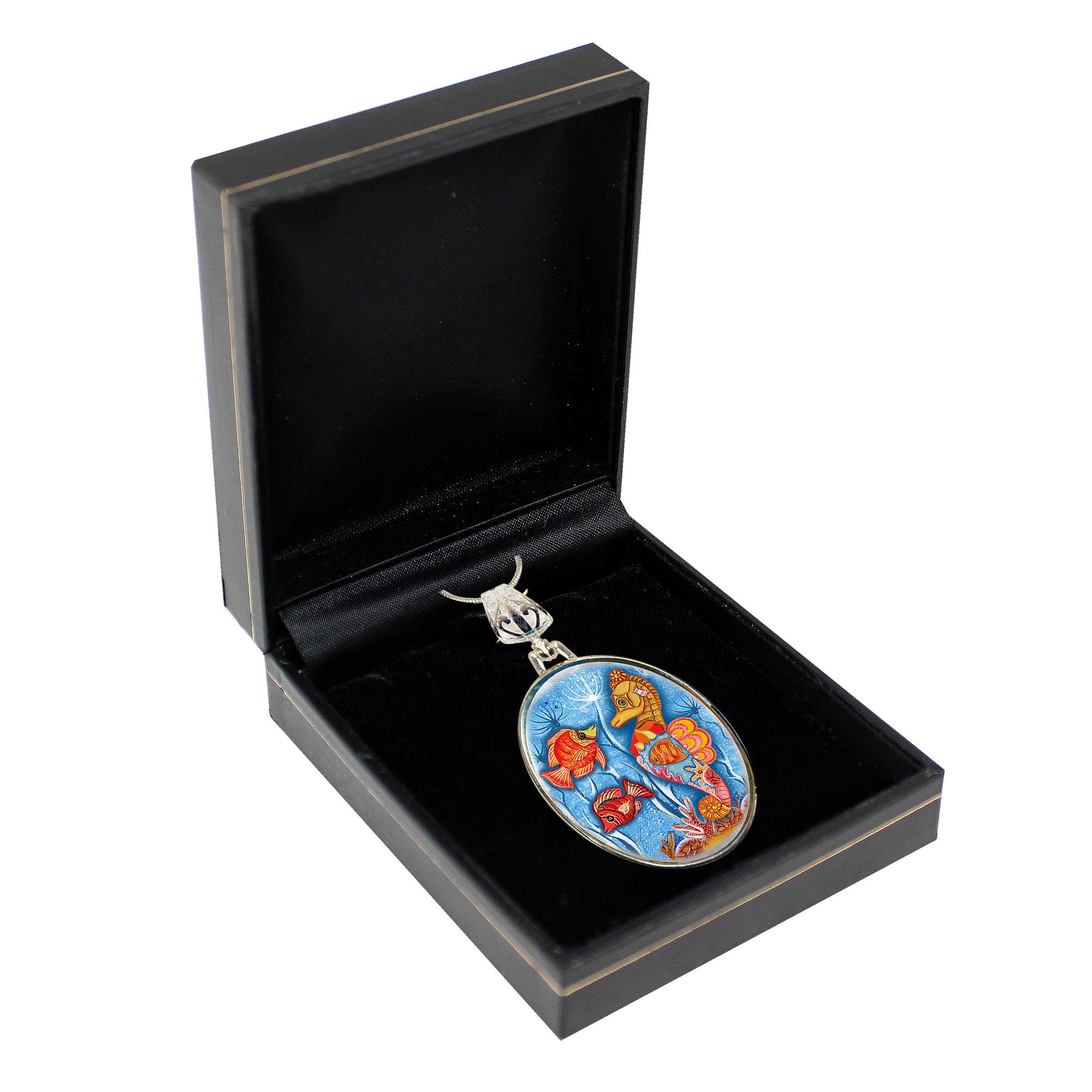 Seahorse Silver Plated Mother of Pearl Jewelry Pendant Necklace Coastal - 44045
