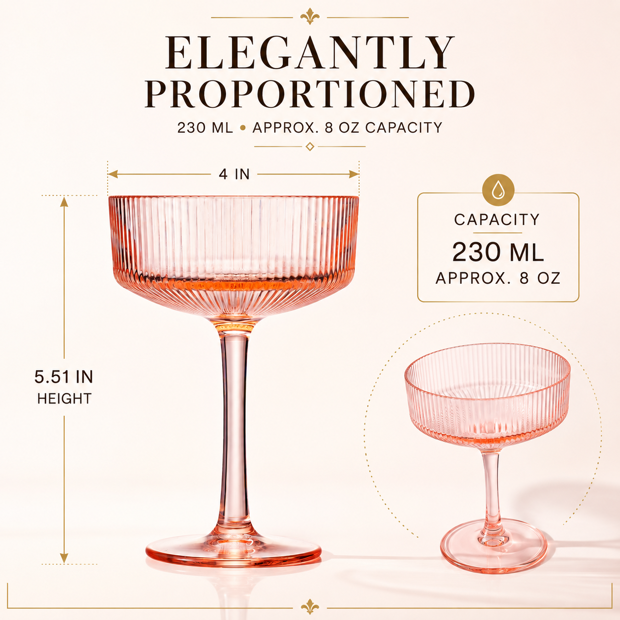 Madrid Acrylic Champagne Coupe Cocktail Glassware, Set of 6