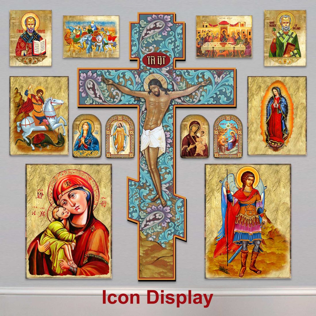 Flight to Egypt Wooden Gold Plated Religious Orthodox Sacred Icon - Inspirational Icon Decor - 85016
