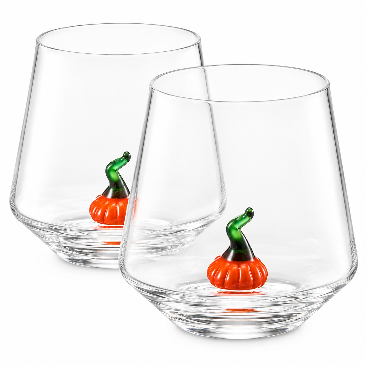 Khen Pumpkin Glass Set Fall Drinkware Decorative - 12oz Clear