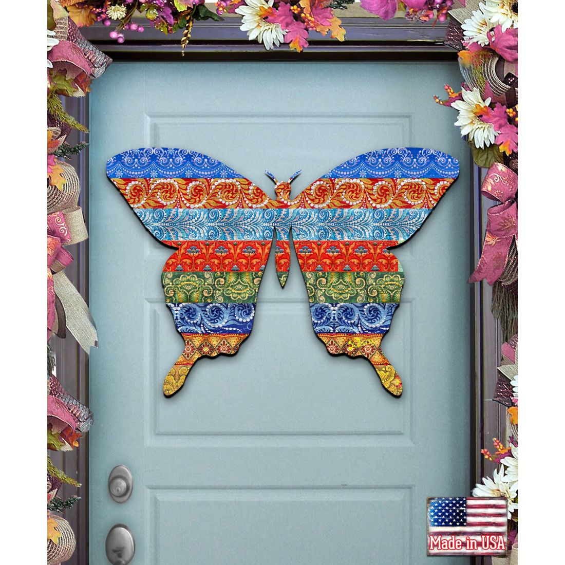Quilted Butterfly Easter  Door Decor by G. DeBrekht - Easter Spring Decor - 8198718H