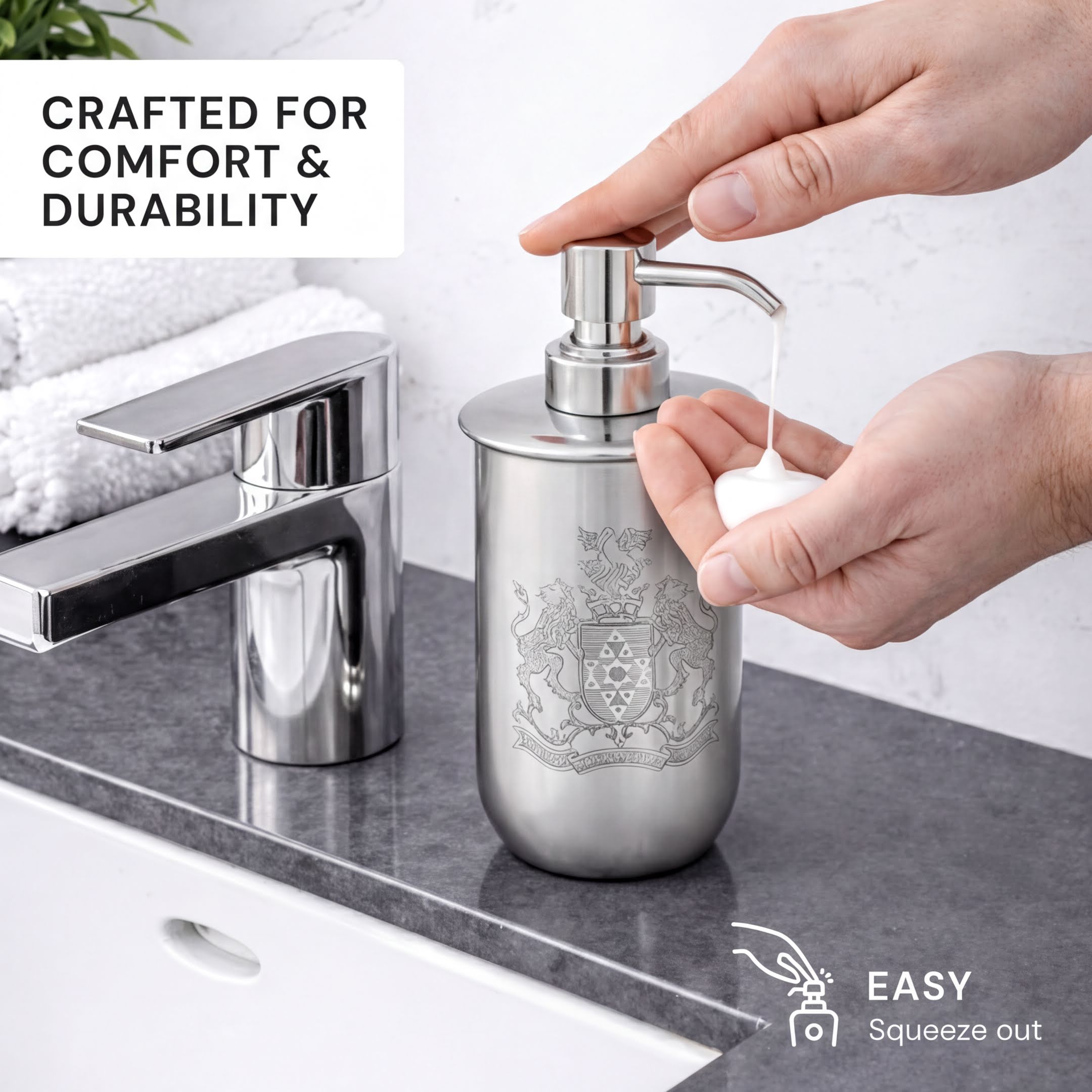 Bathroom Accessory Set - Elegant Silver Metal Bathroom Organizer Collection