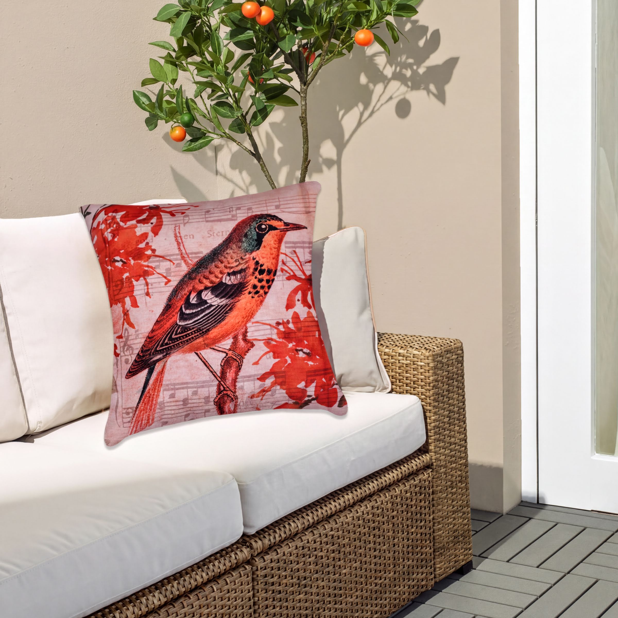 Birds Throw Pillow Covers - Set of 4 Decorative Printed Cushion Covers
