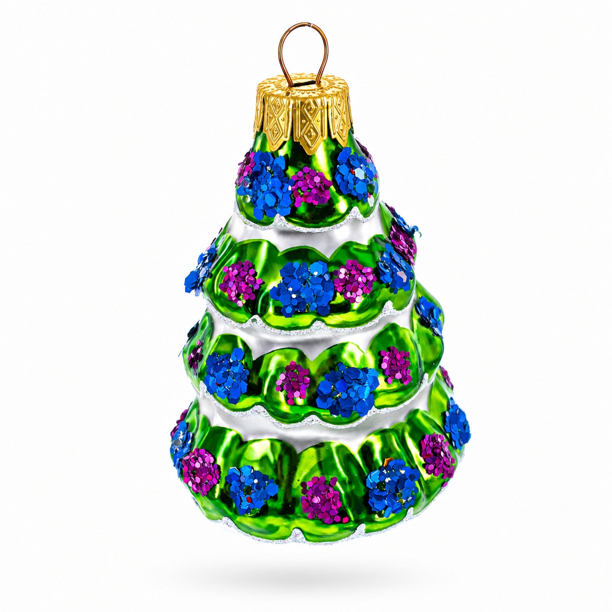 Snow-Covered Garland Tree Glass Christmas Ornament