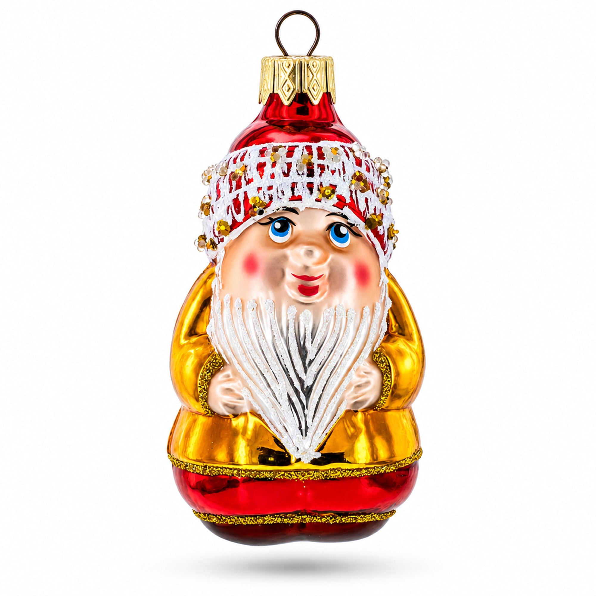 Chubby Gnome Glass Christmas Ornament