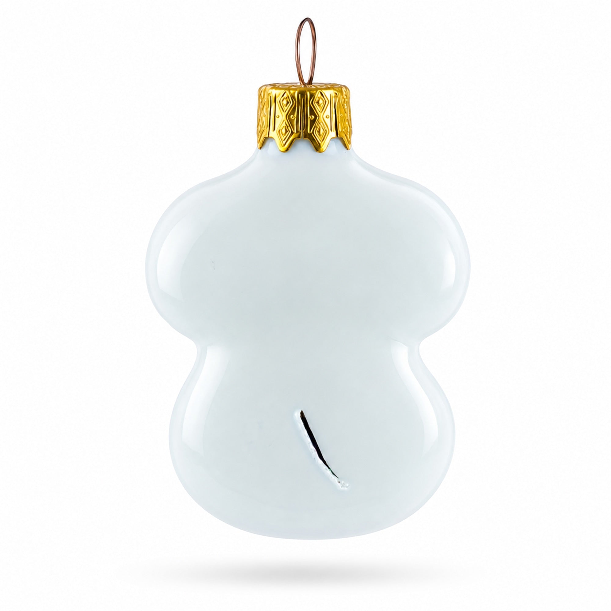 White Elephant with Red Heart Mini Glass Christmas Ornament