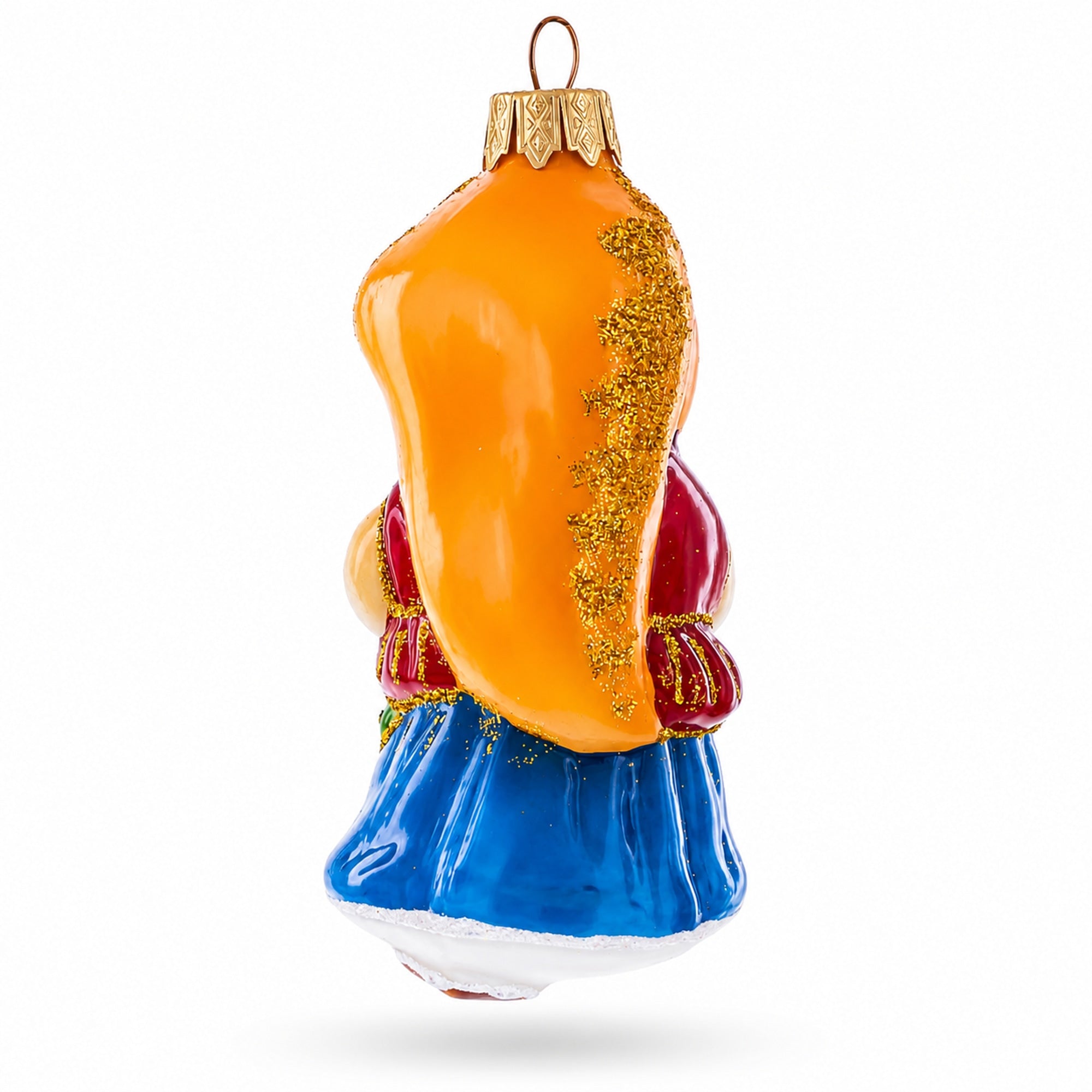Fox in Folk Embroidered Costume Glass Christmas Ornament