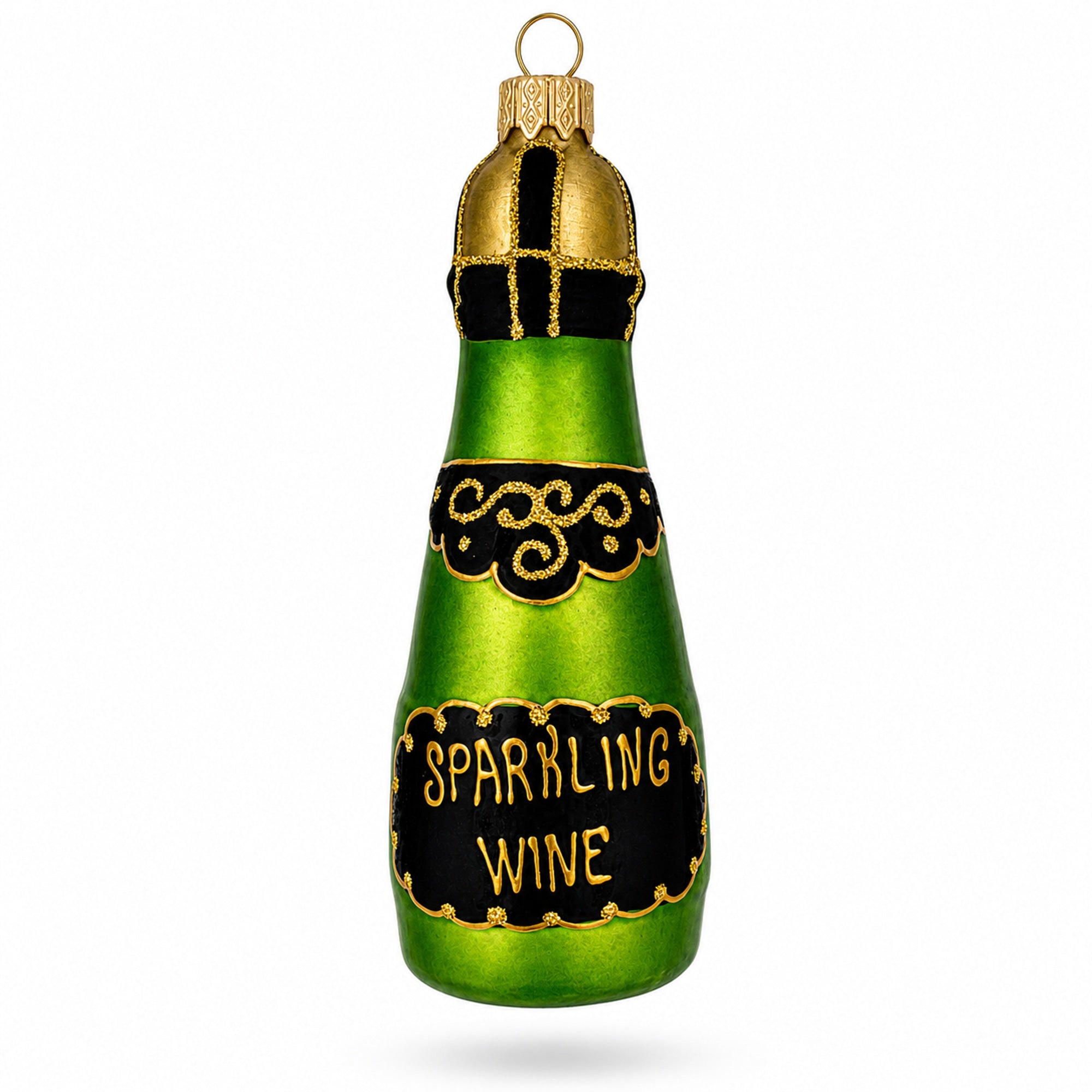 Bottle of Sparkling Wine Champagne Glass Christmas Ornament