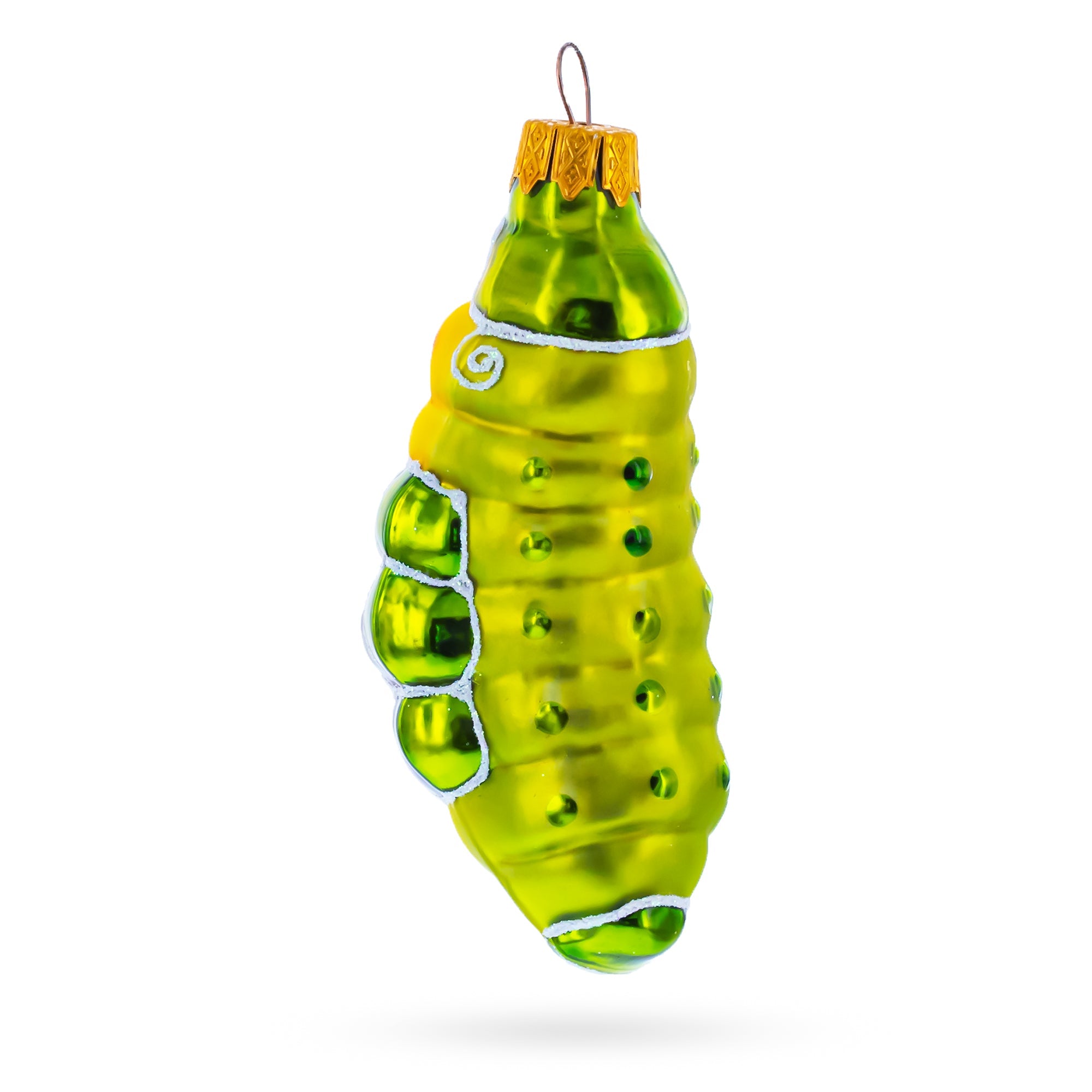 Happy Caterpillar Glass Christmas Ornament
