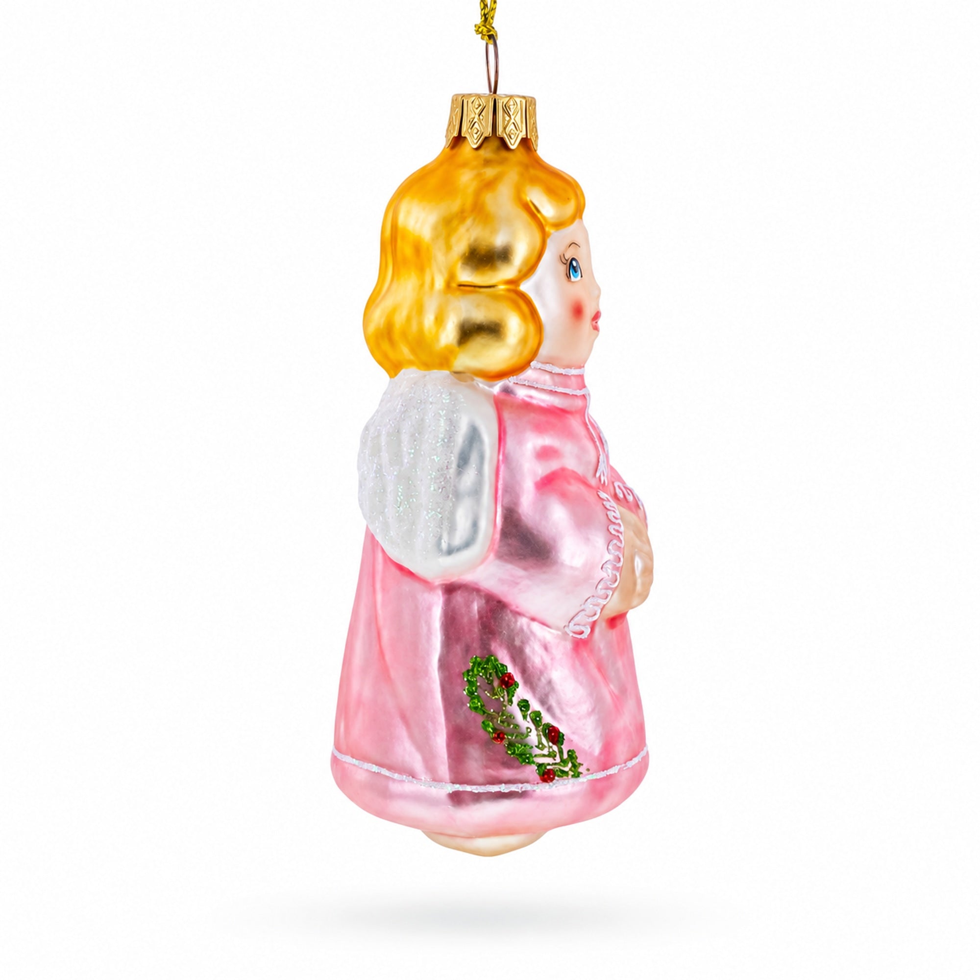 Vintage Style Angel in Pink Glass Christmas Ornament