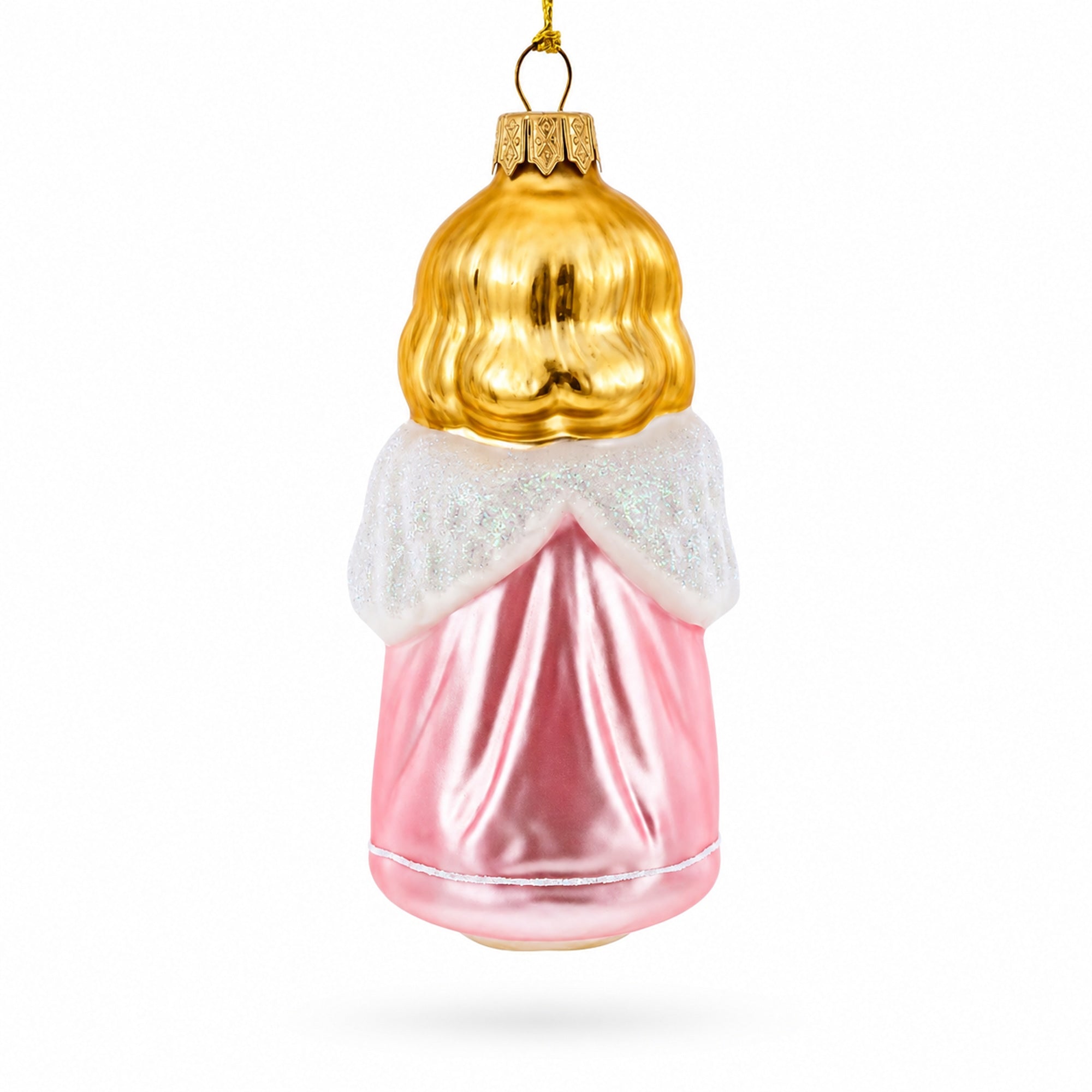Vintage Style Angel in Pink Glass Christmas Ornament