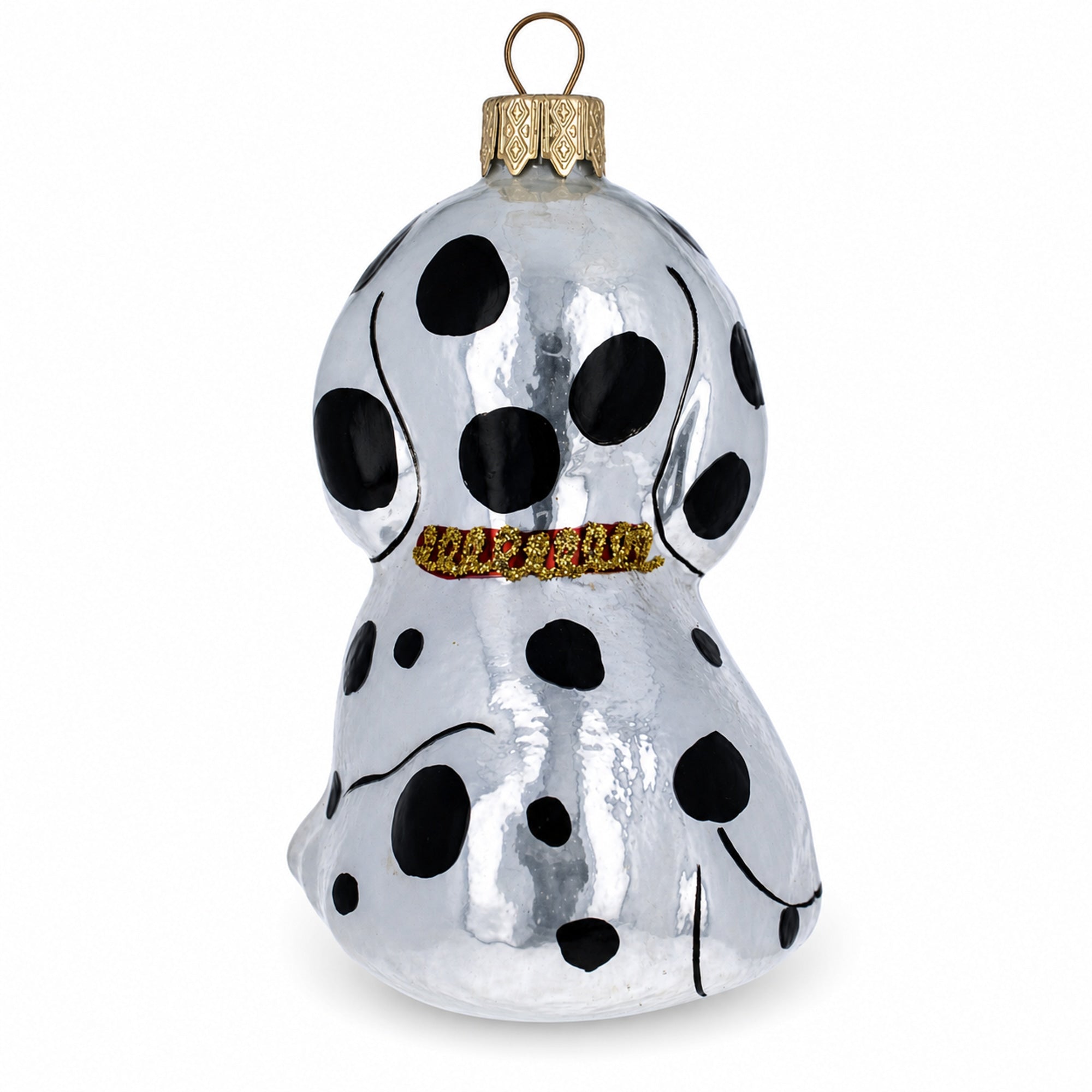 Dalmatian Puppy with Green Eyes Glass Christmas Ornament