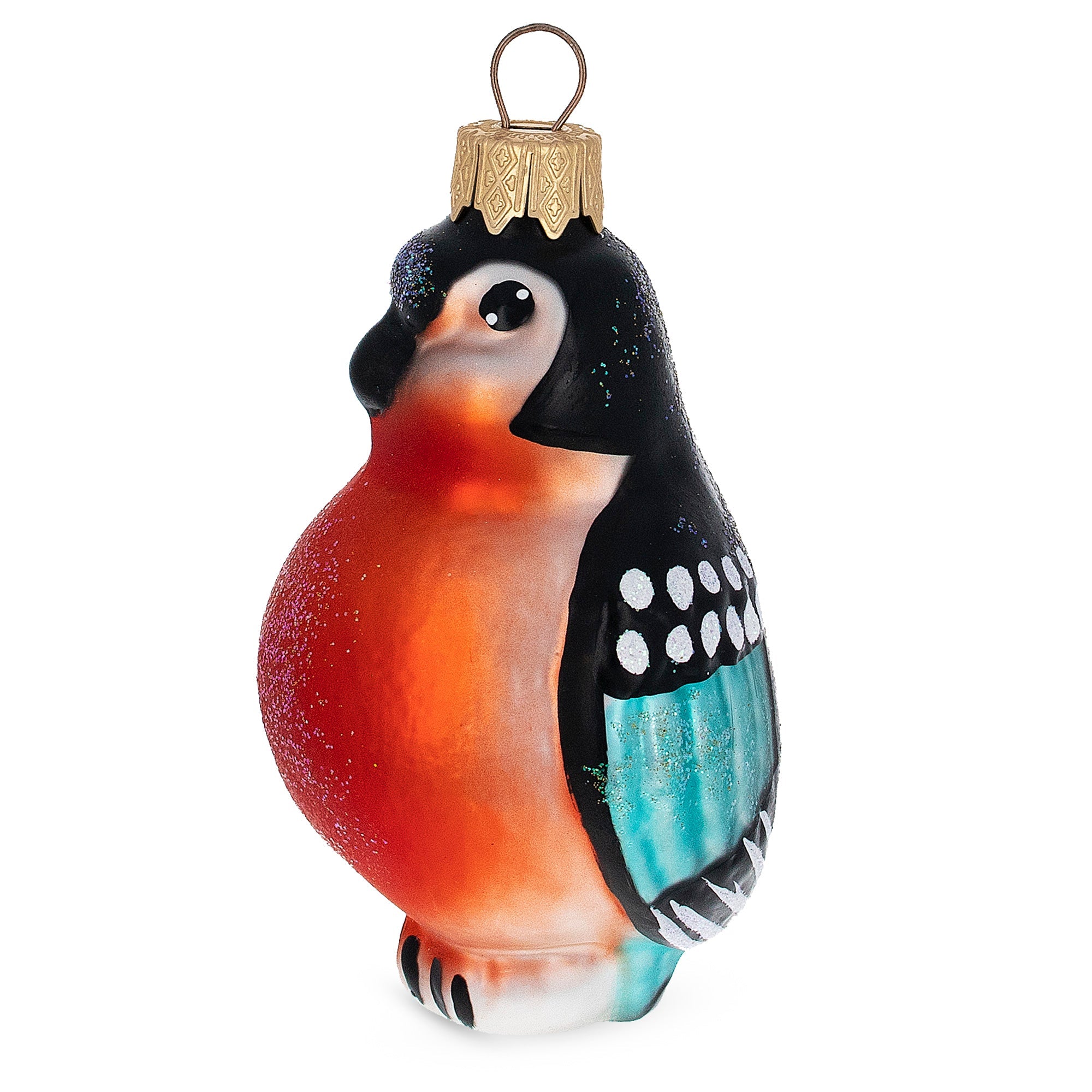 Bullfinch Bird Glass Christmas Ornament