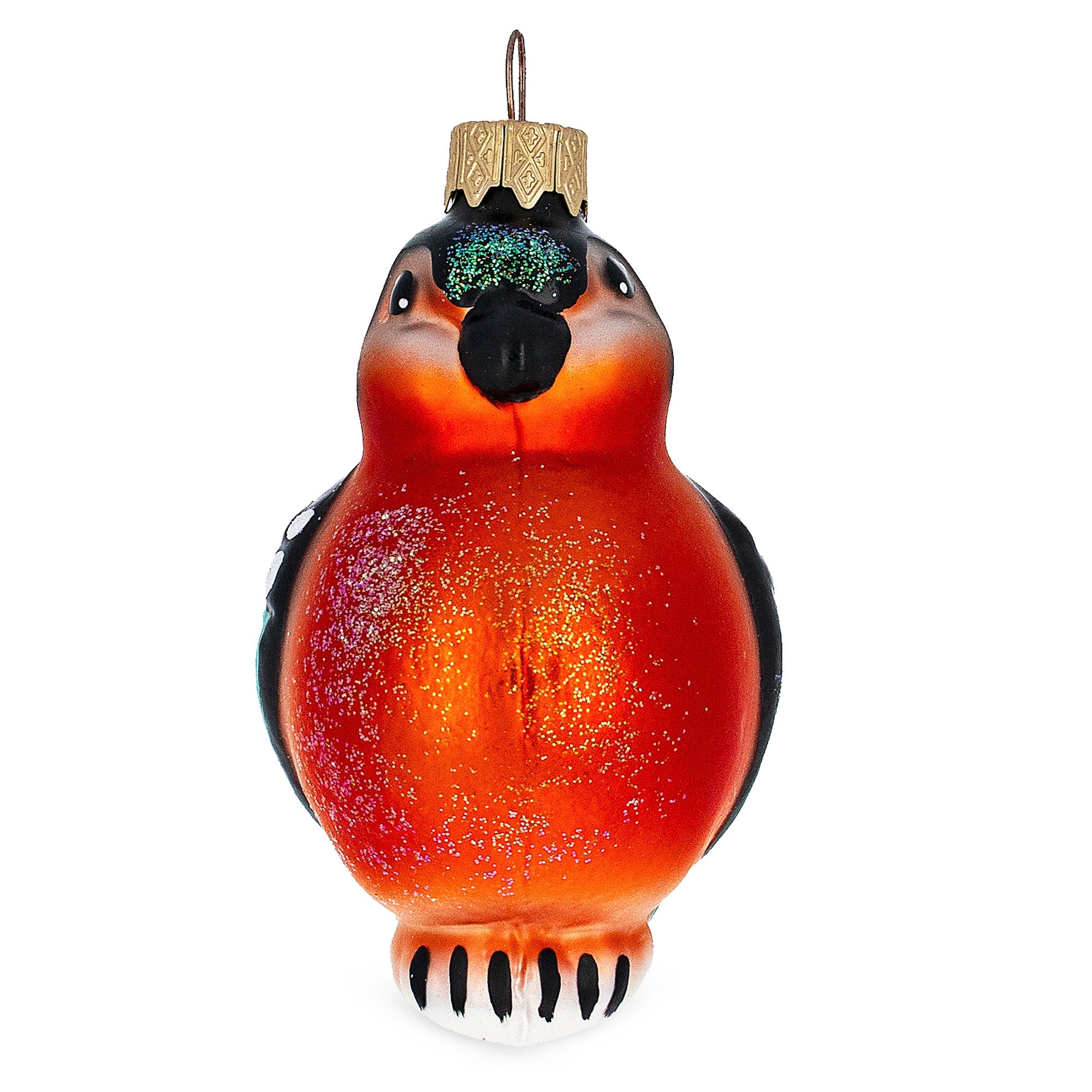 Bullfinch Bird Glass Christmas Ornament