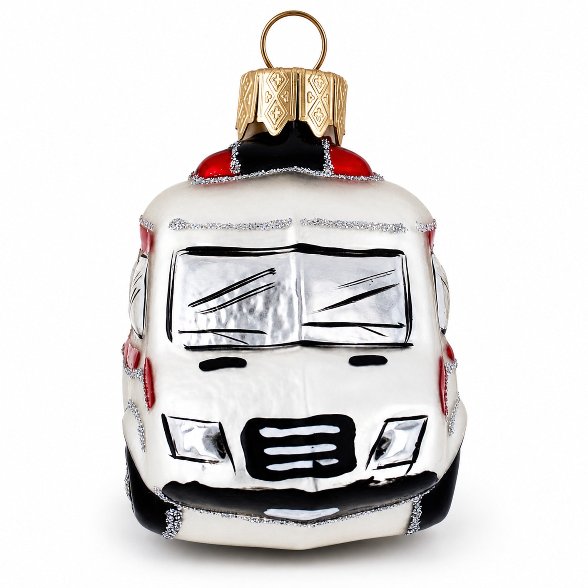 Emergency Vehicle Ambulance Car Mini Glass Christmas Ornament