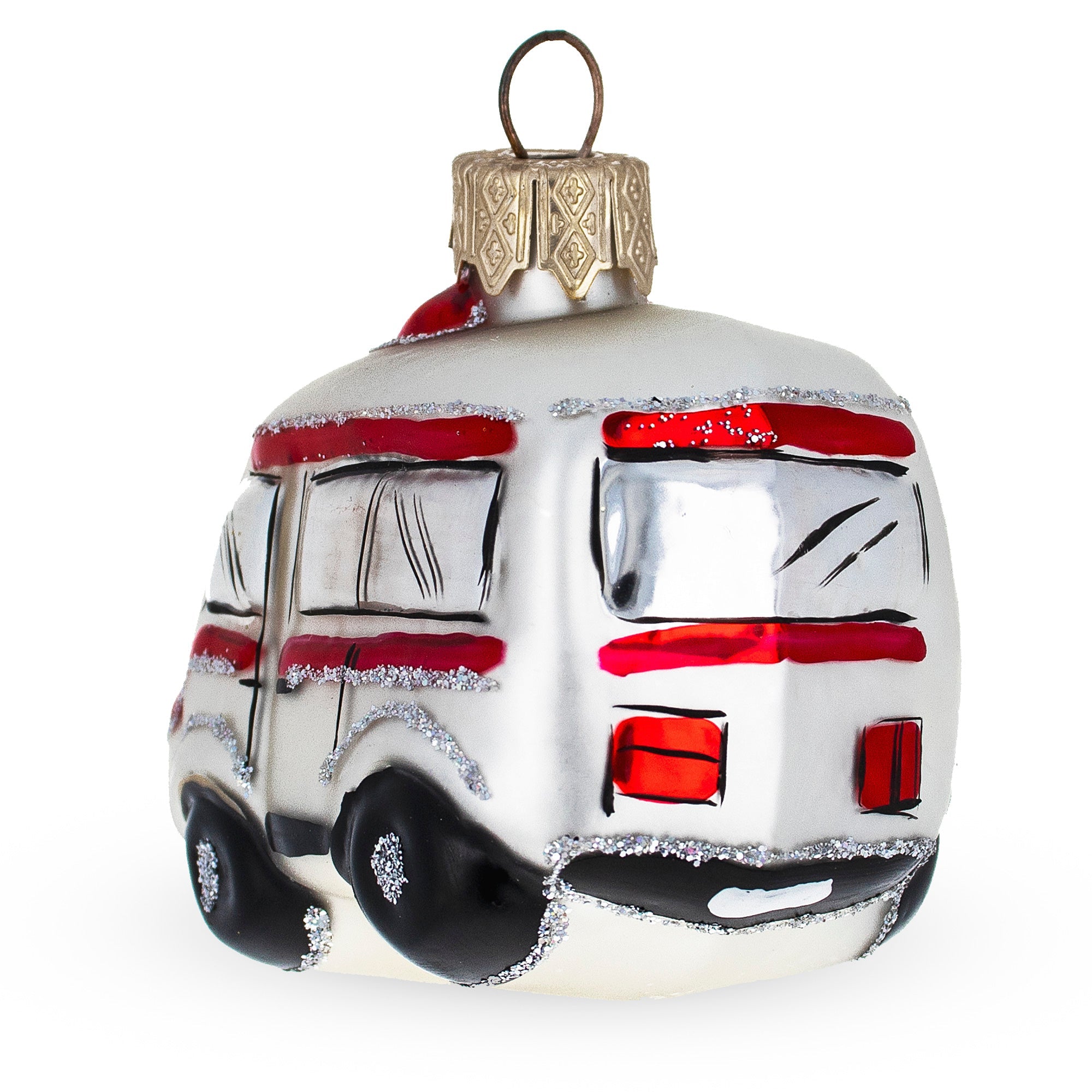 Emergency Vehicle Ambulance Car Mini Glass Christmas Ornament