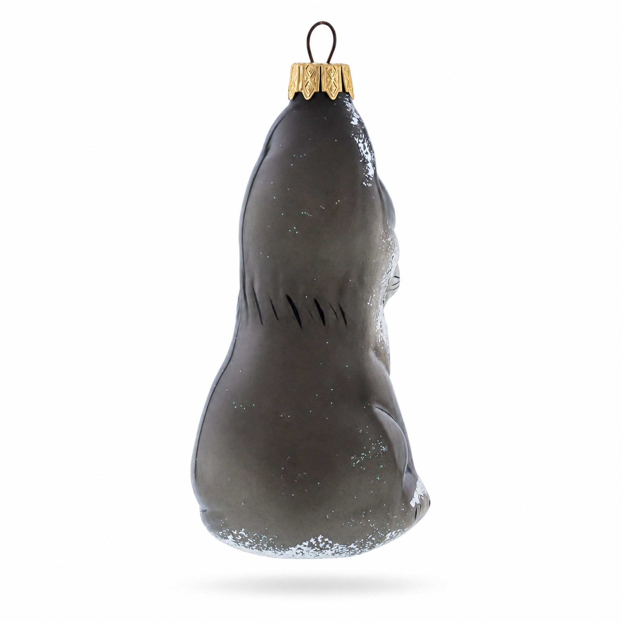 Gray Wolf Glass Christmas Ornament