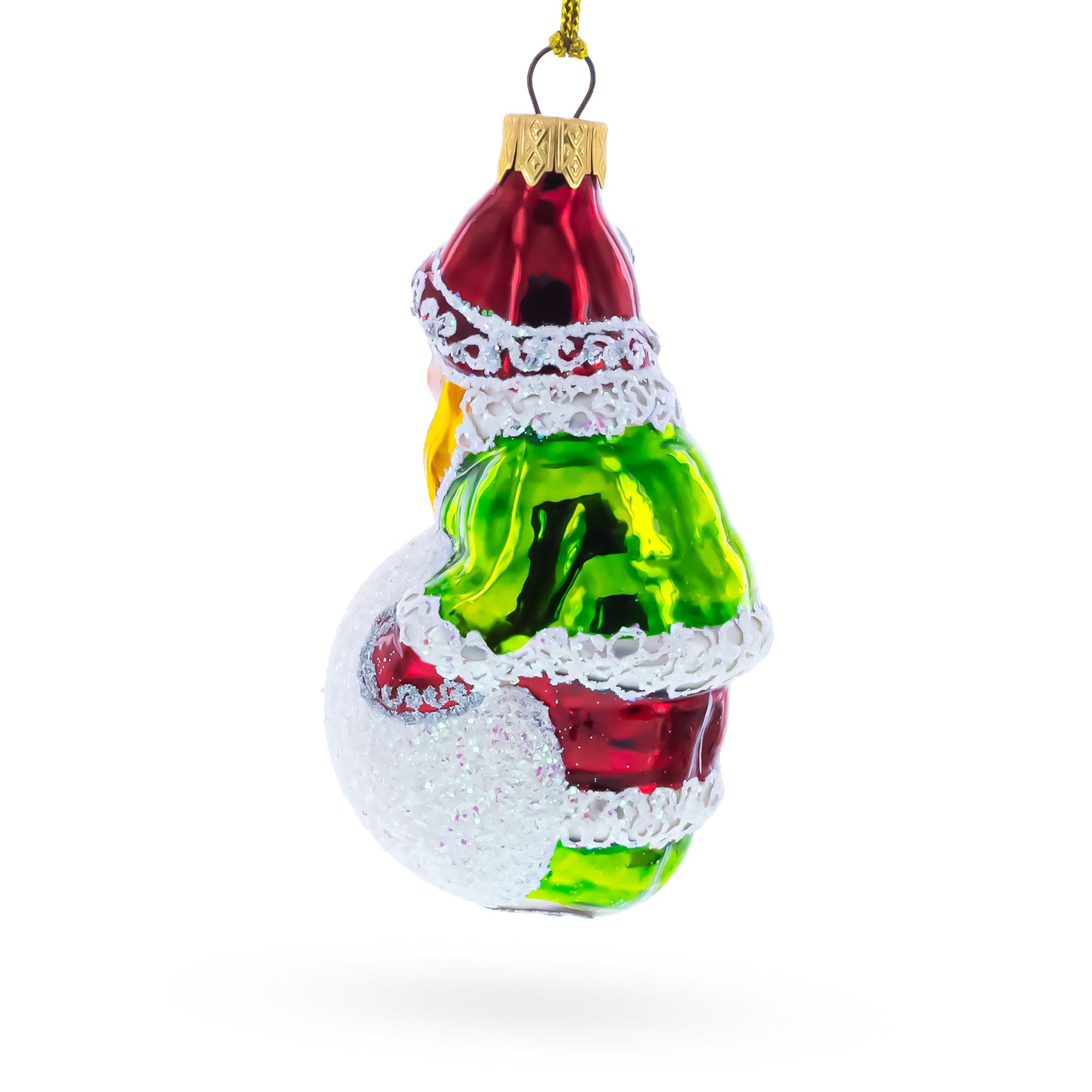 Girl Making a Snowball Glass Christmas Ornament