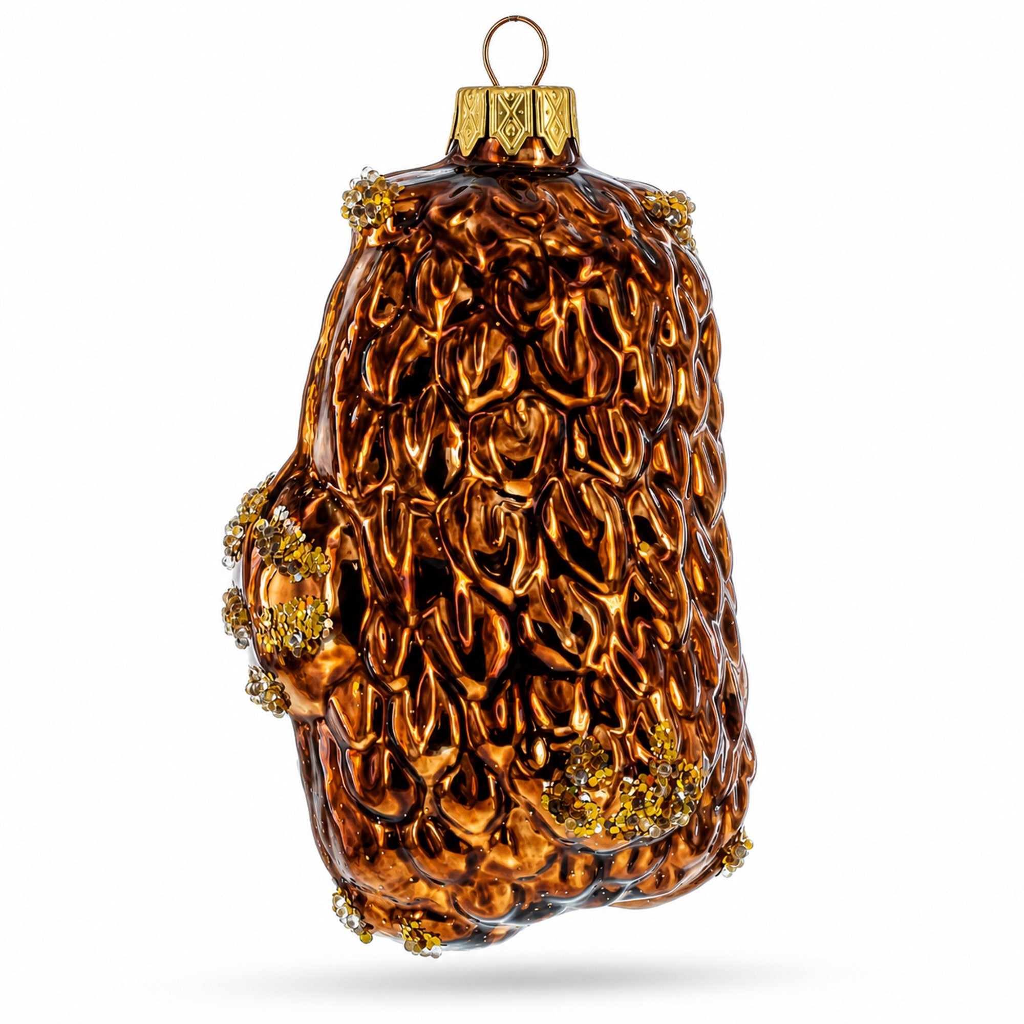 Wise Owl Playing Harmonica Glass Christmas Ornament