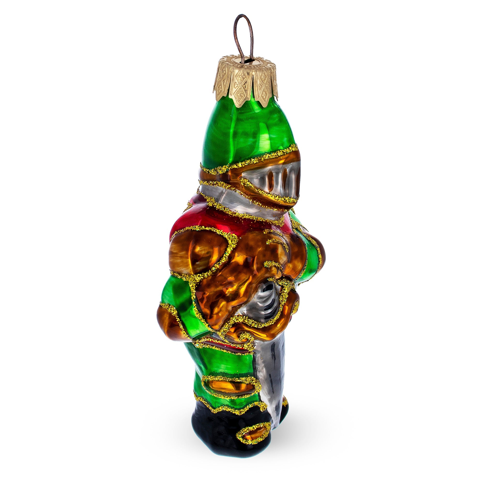 Medieval Armored Knight in Full Plate Glass Christmas Ornament