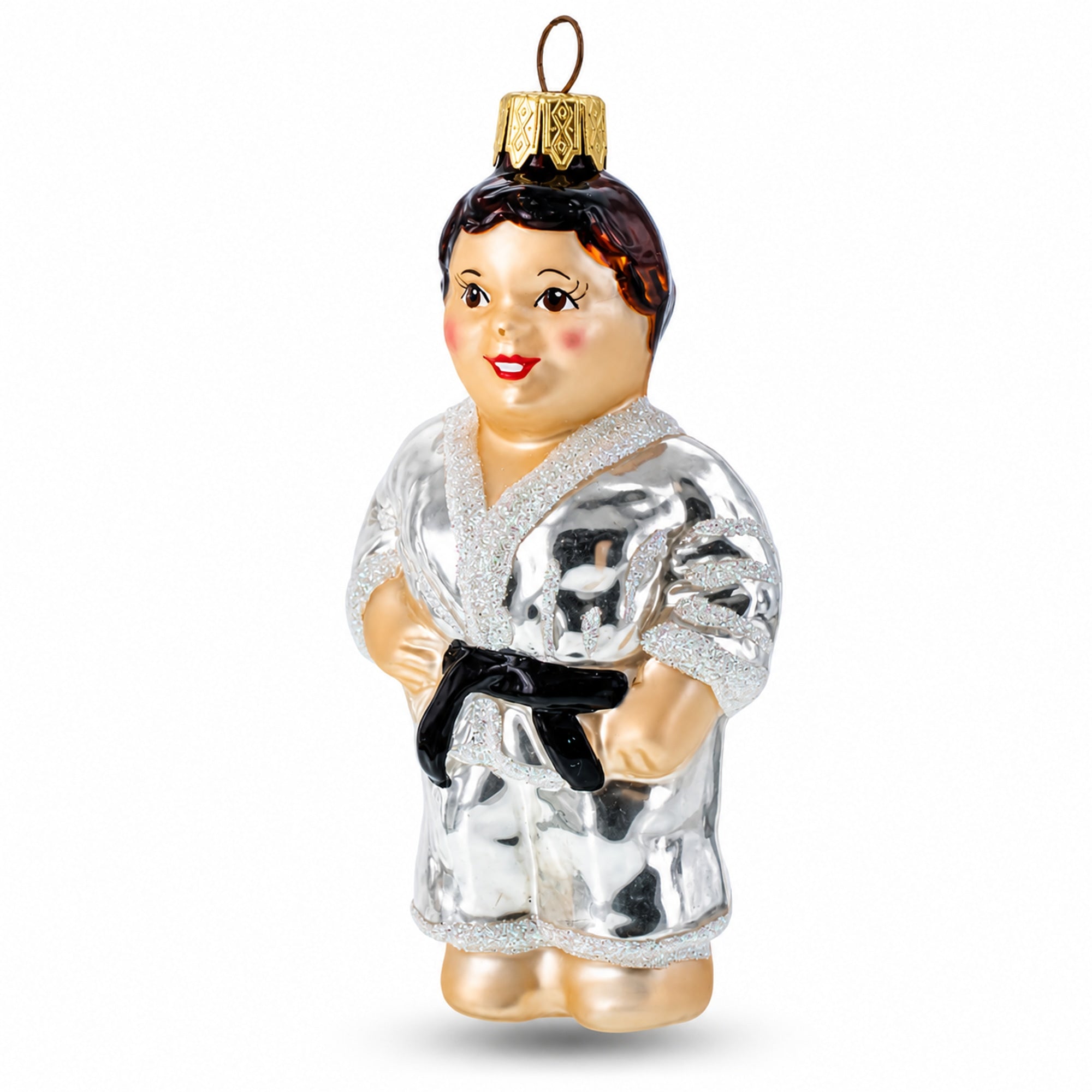 Martial Art Wrestler Glass Christmas Ornament
