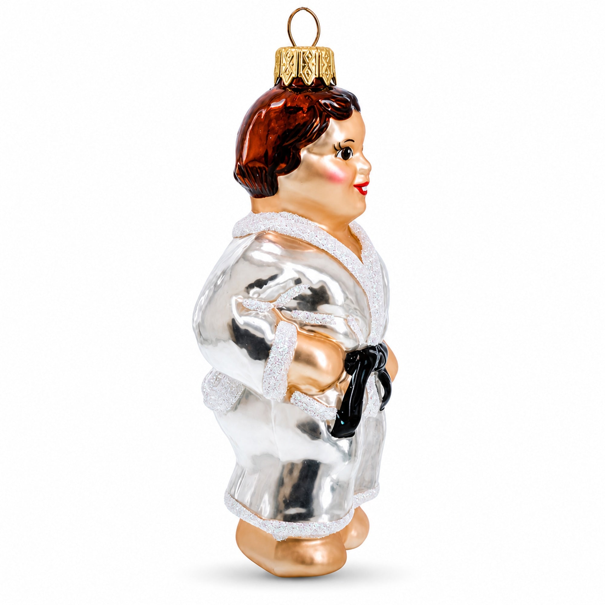 Martial Art Wrestler Glass Christmas Ornament