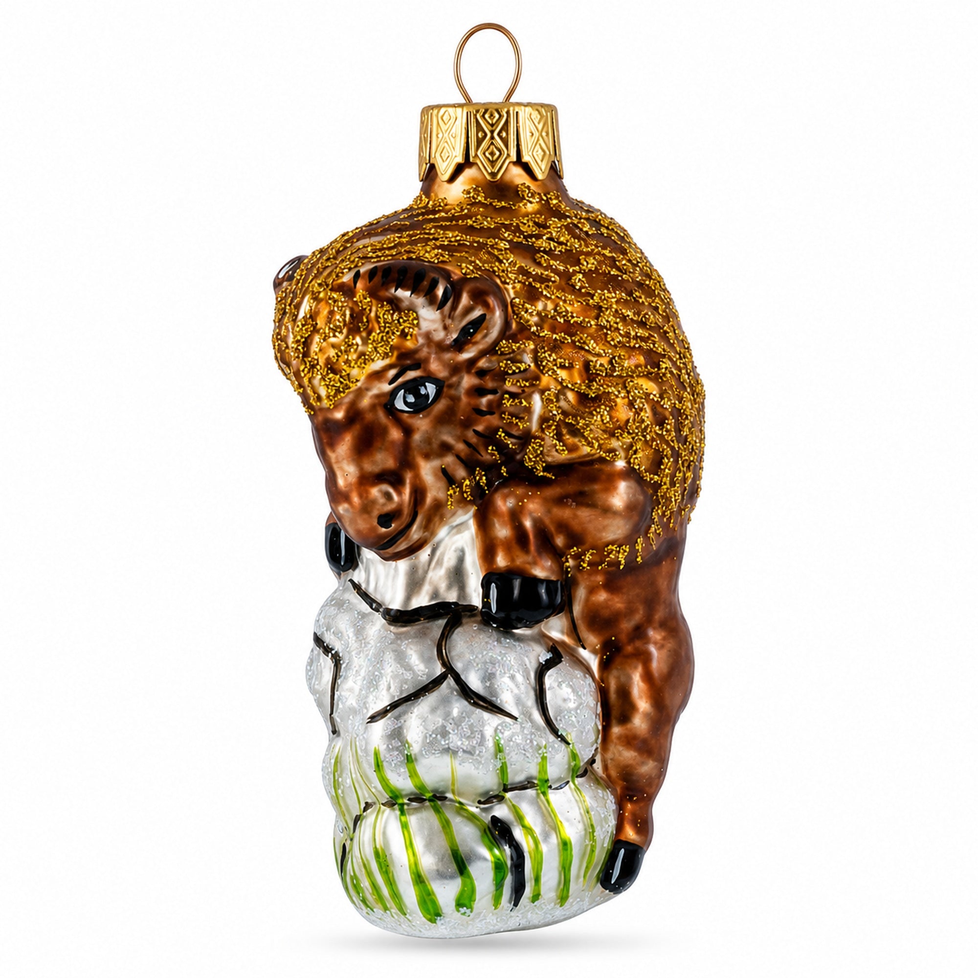 Bison Glass Christmas Ornament