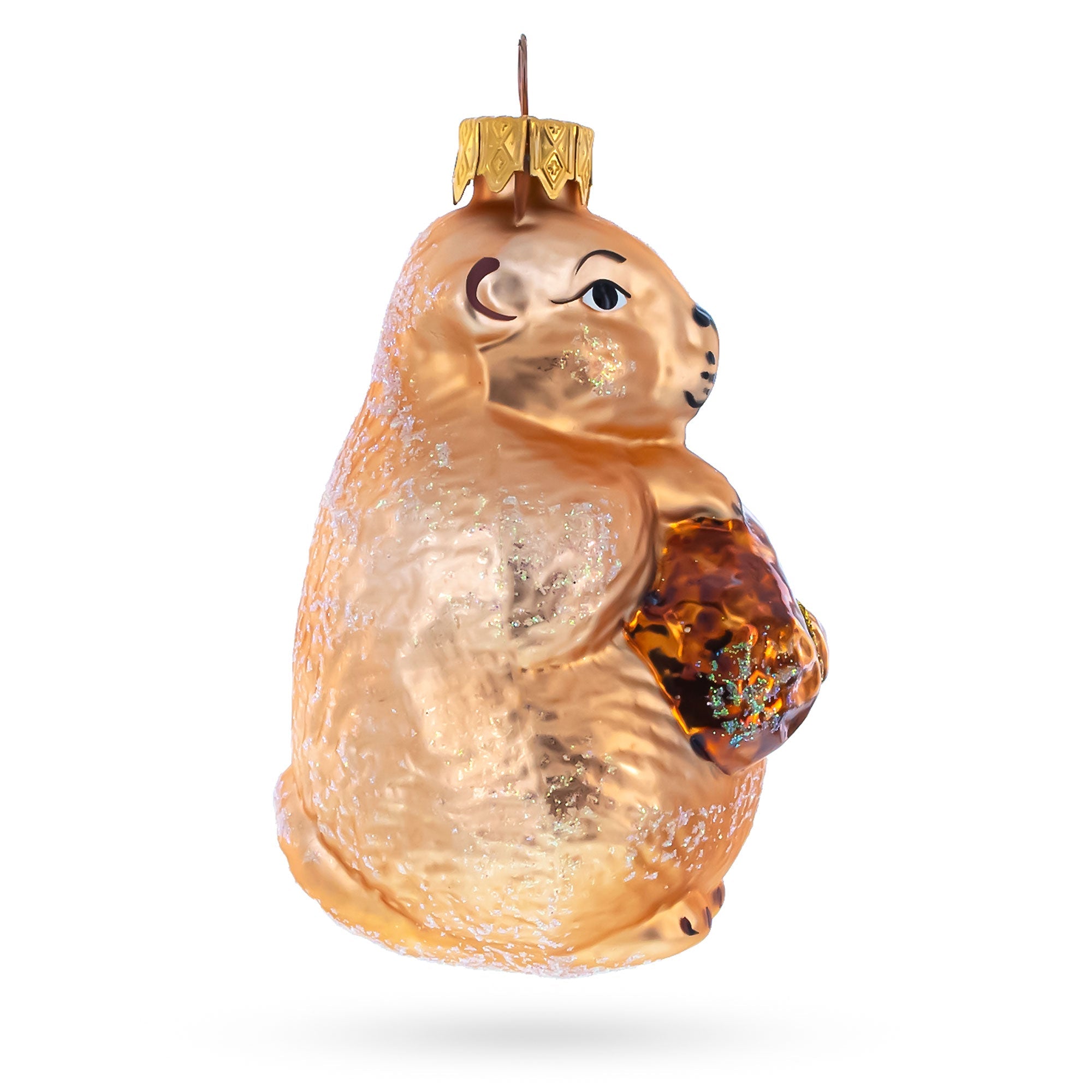 Otter Holding a Log Glass Christmas Ornament