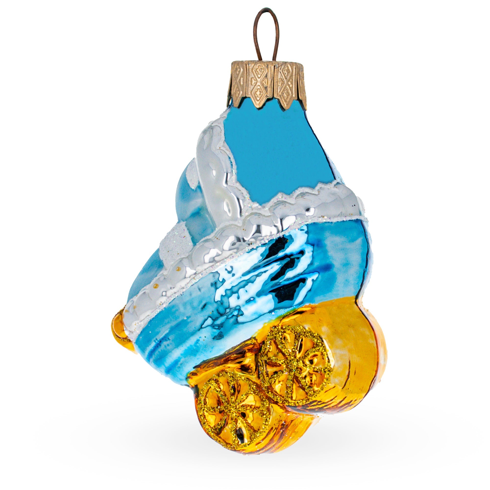Newborn Baby Boy in a Stroller Glass Christmas Ornament