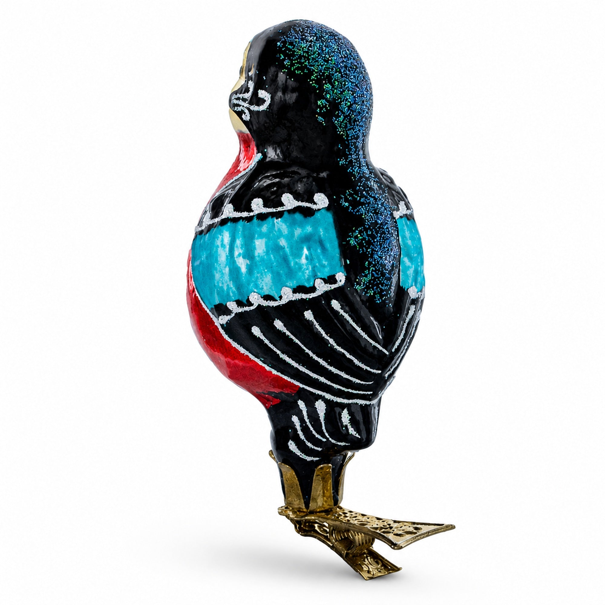 Red-Breasted Songbird Clip-on Glass Christmas Ornament