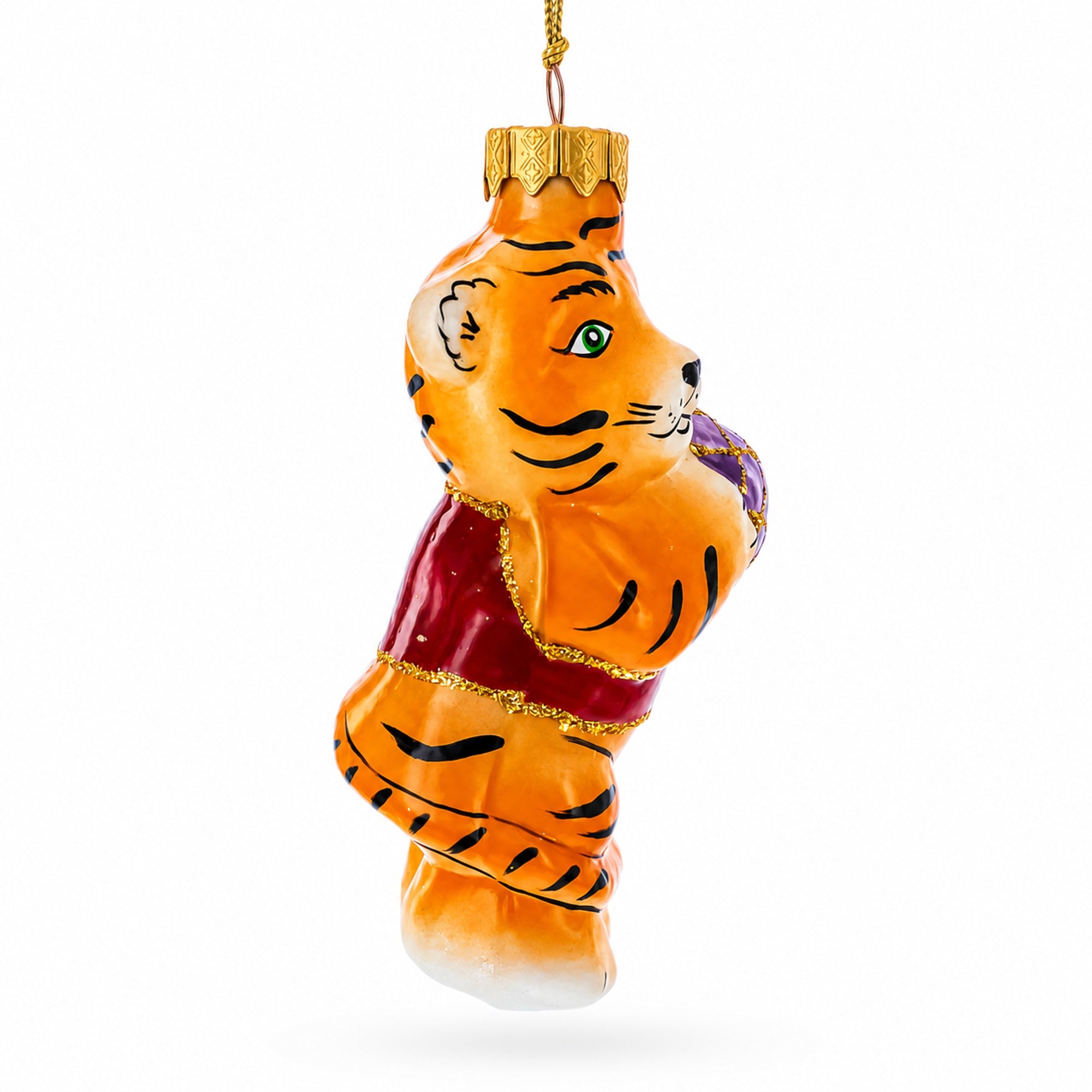 Tiger Cub with Ball Glass Christmas Ornament