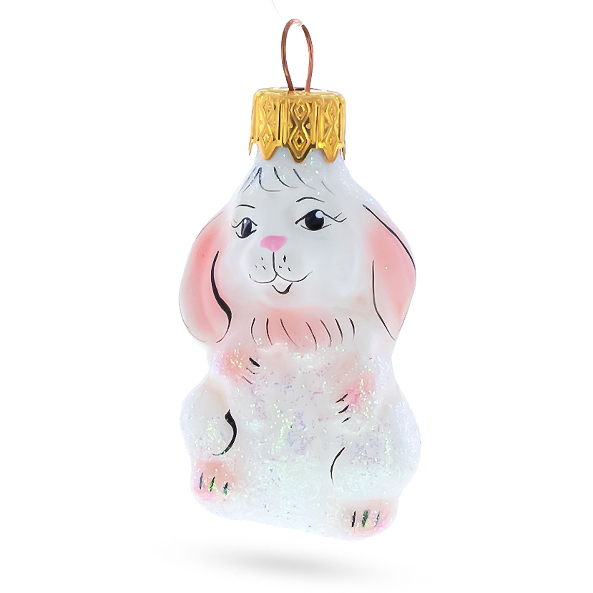 Sweet Lop Ear Bunny Glass Christmas Ornament