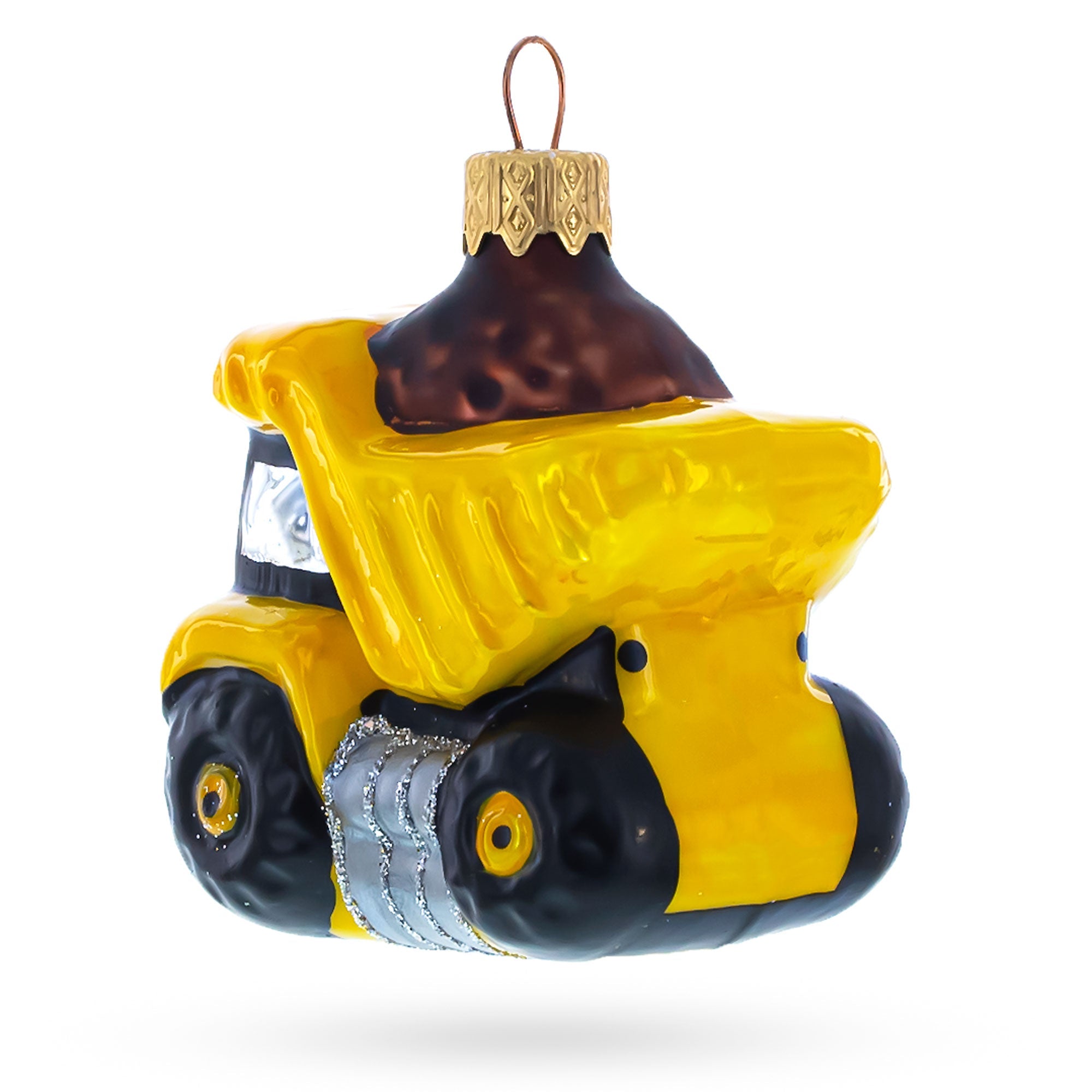 Construction Dump Truck Glass Christmas Ornament